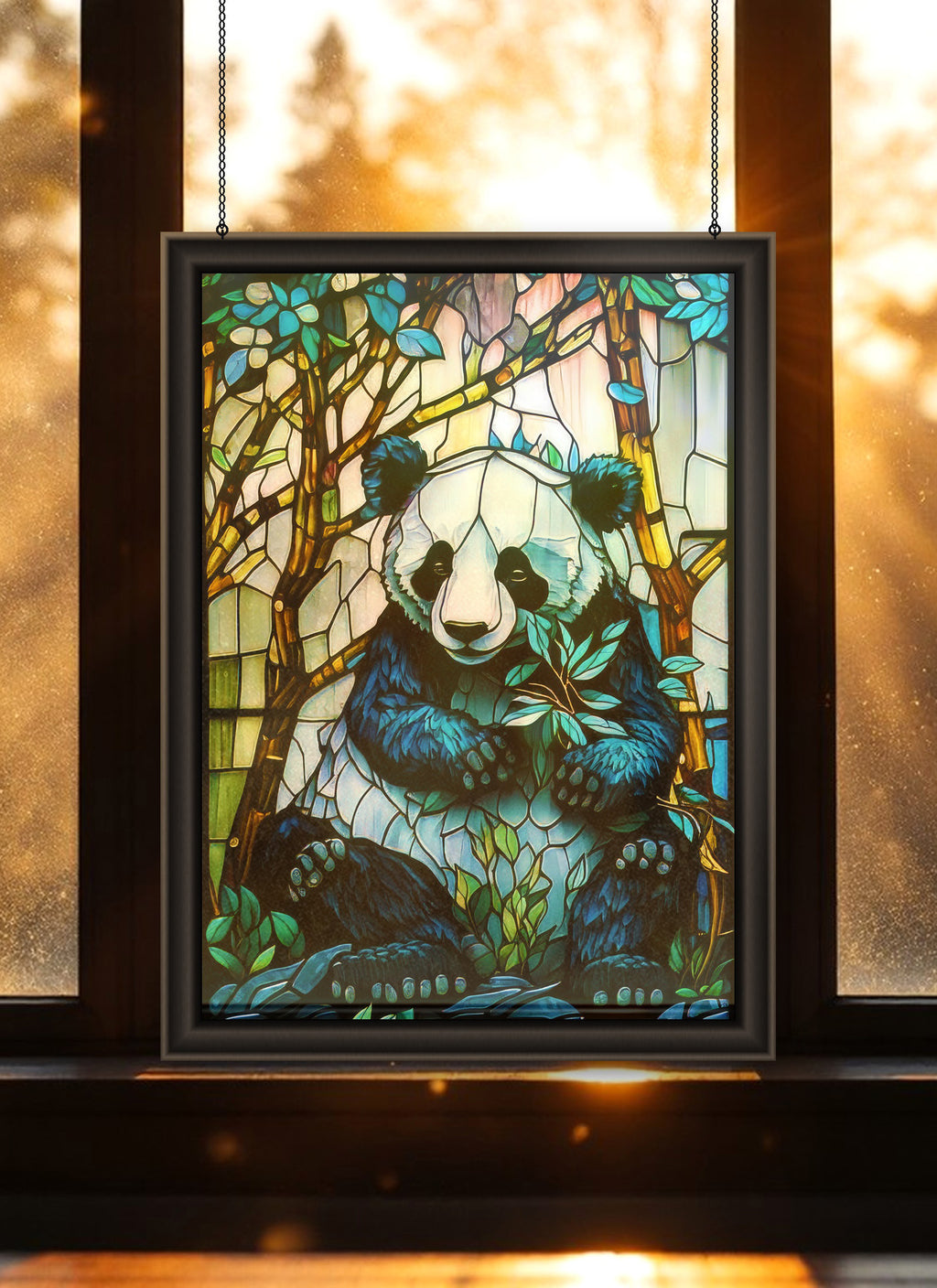 Panda Suncatcher | Handmade Stained Glass Style Window Art