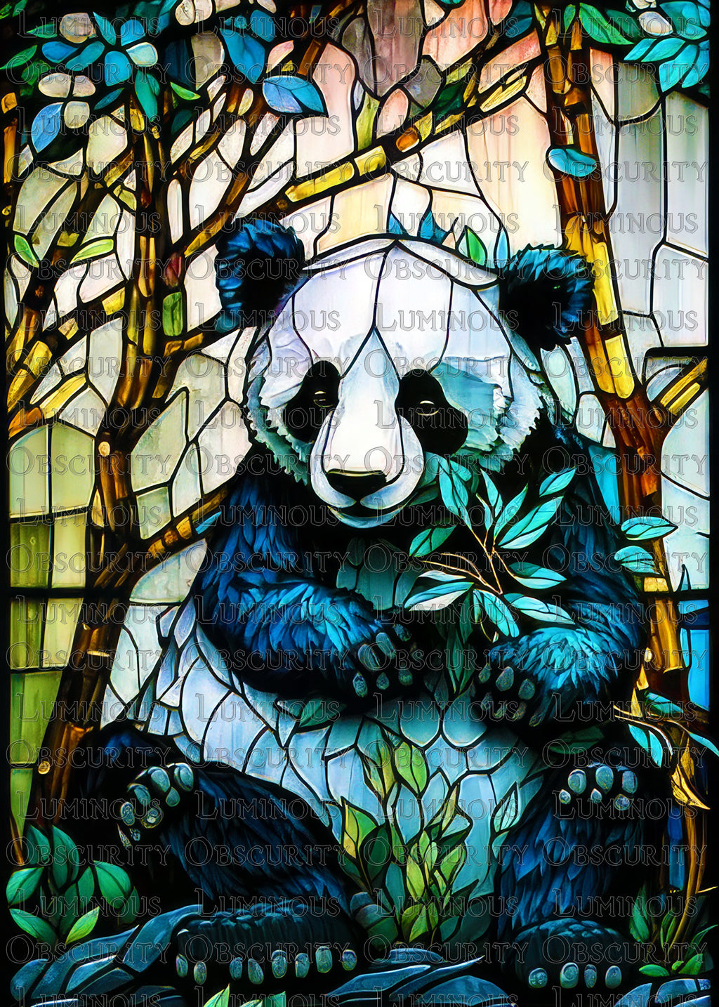 Panda Suncatcher | Handmade Stained Glass Style Window Art