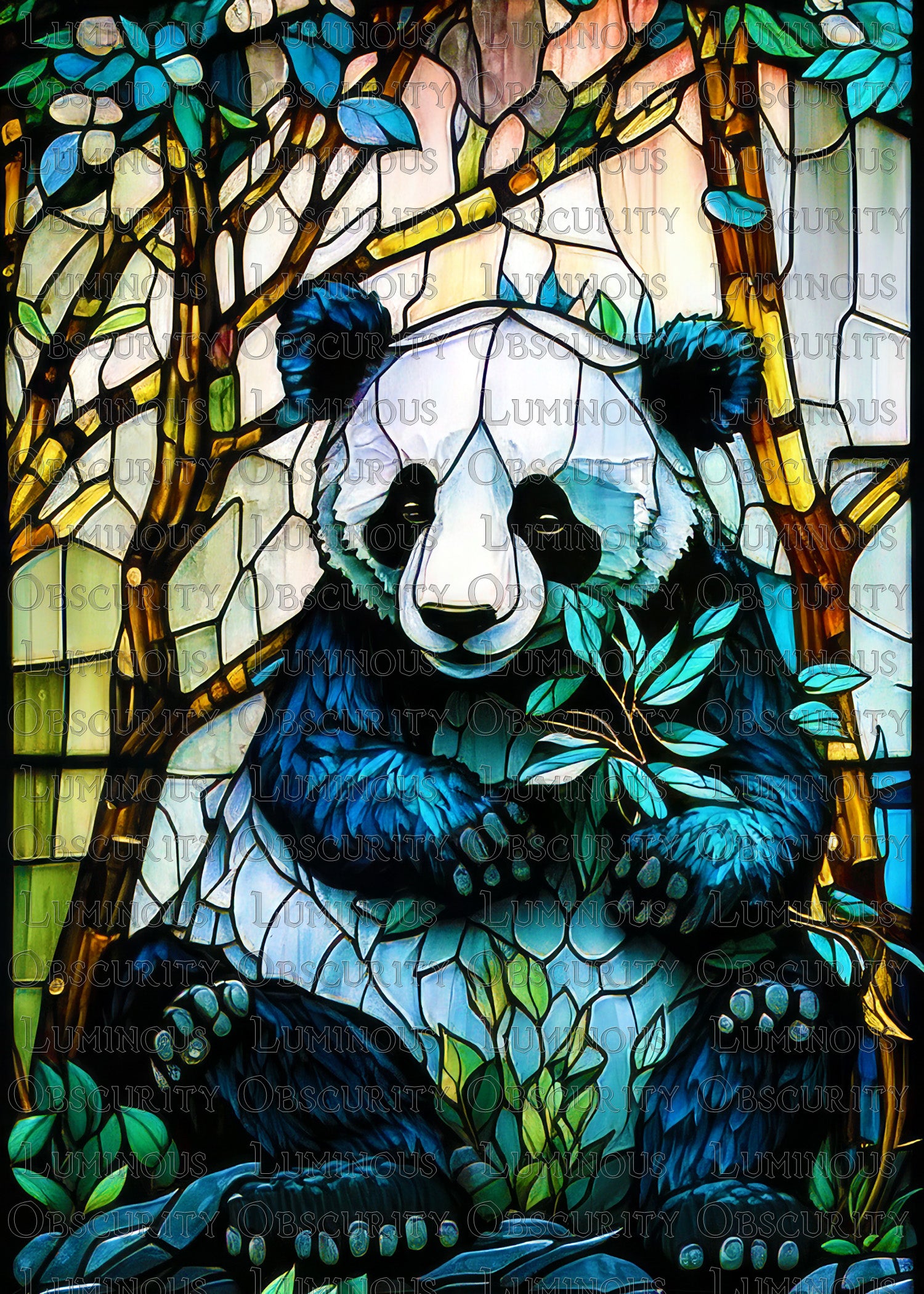 Panda Suncatcher | Handmade Stained Glass Style Window Art