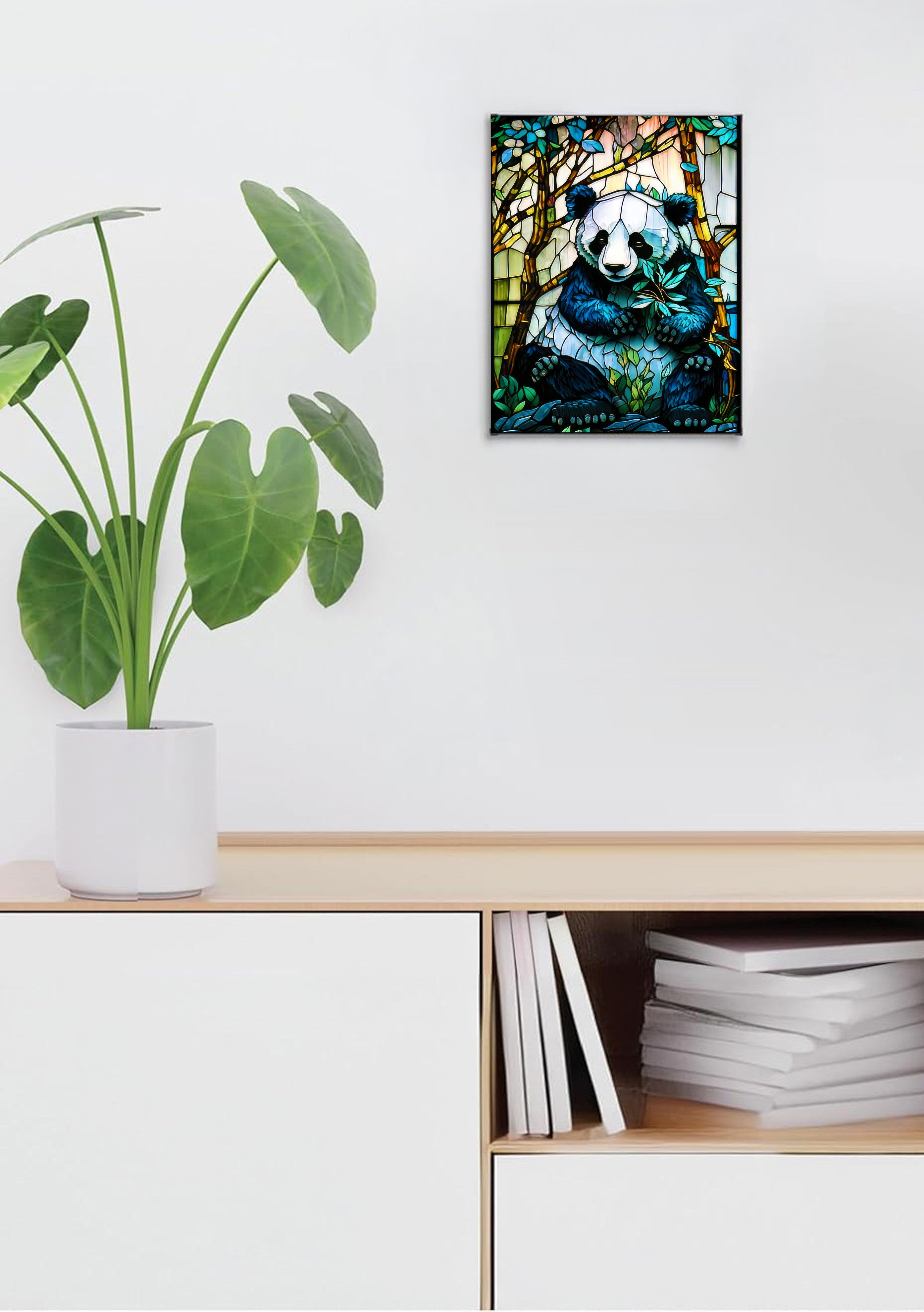 Panda Suncatcher | Handmade Stained Glass Style Window Art