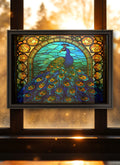 Peacock Suncatcher | Handmade Stained Glass Style Window Art