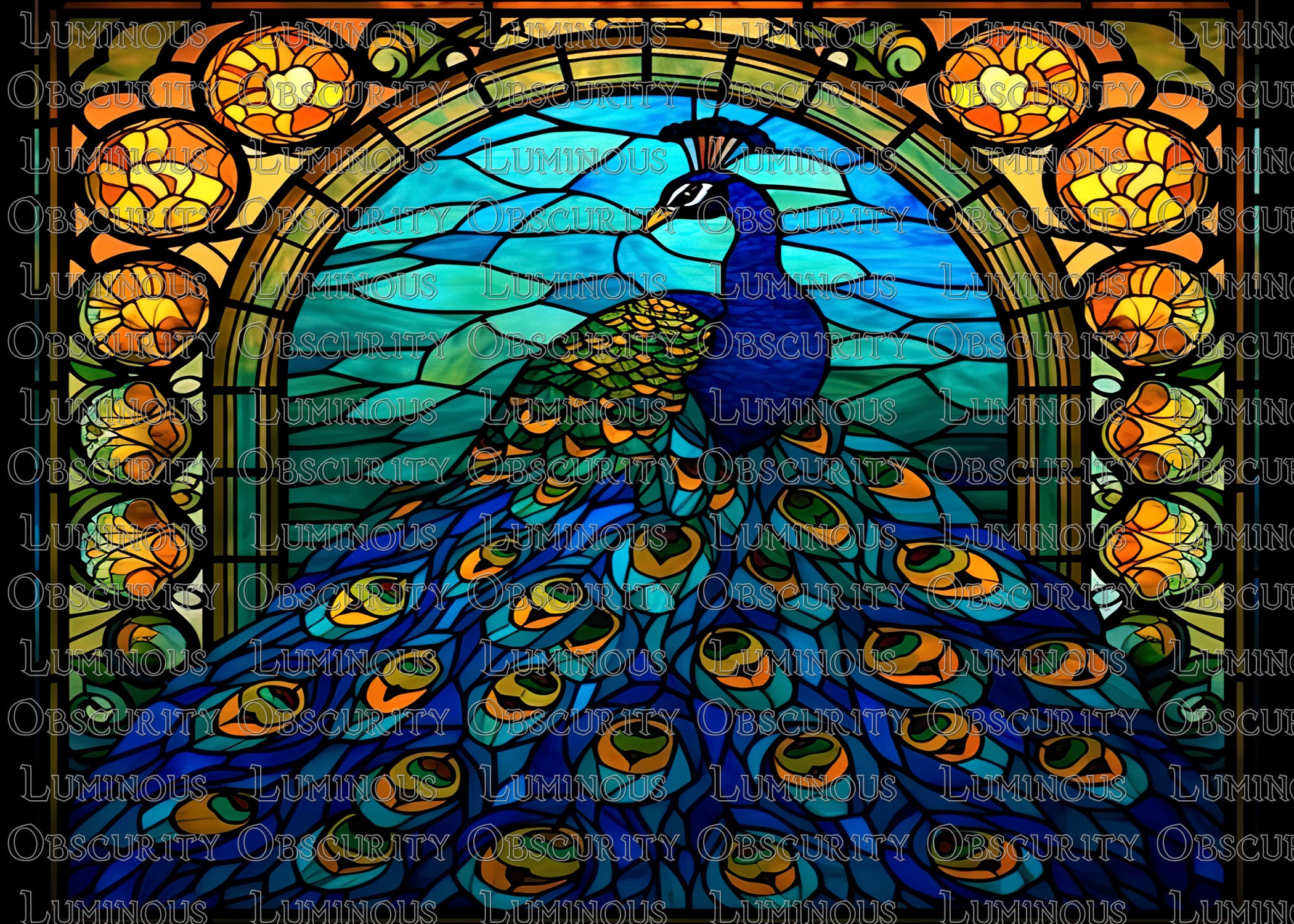 Peacock Suncatcher | Handmade Stained Glass Style Window Art