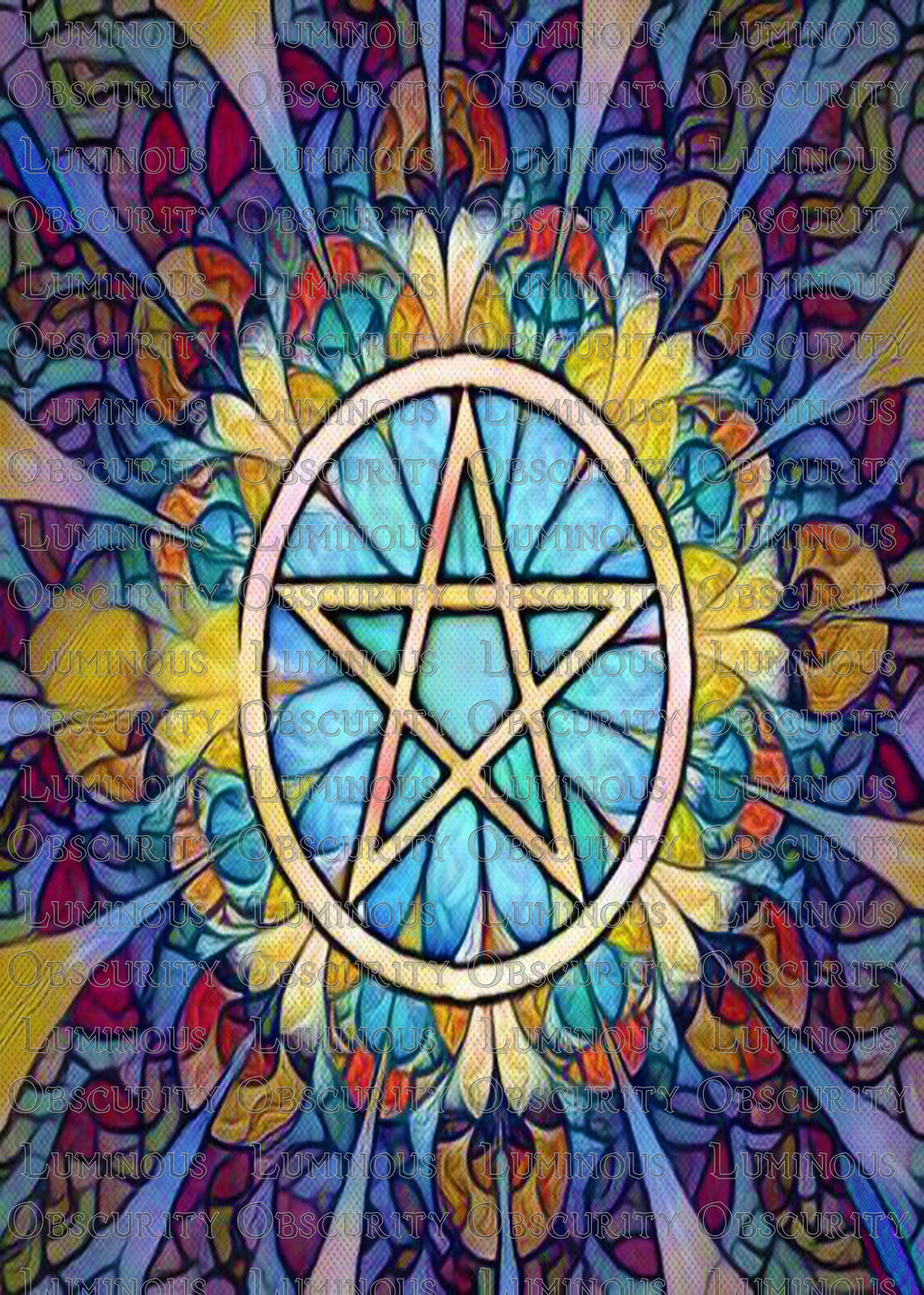 Pentacle Suncatcher | Handmade Stained Glass Style Spiritual Art