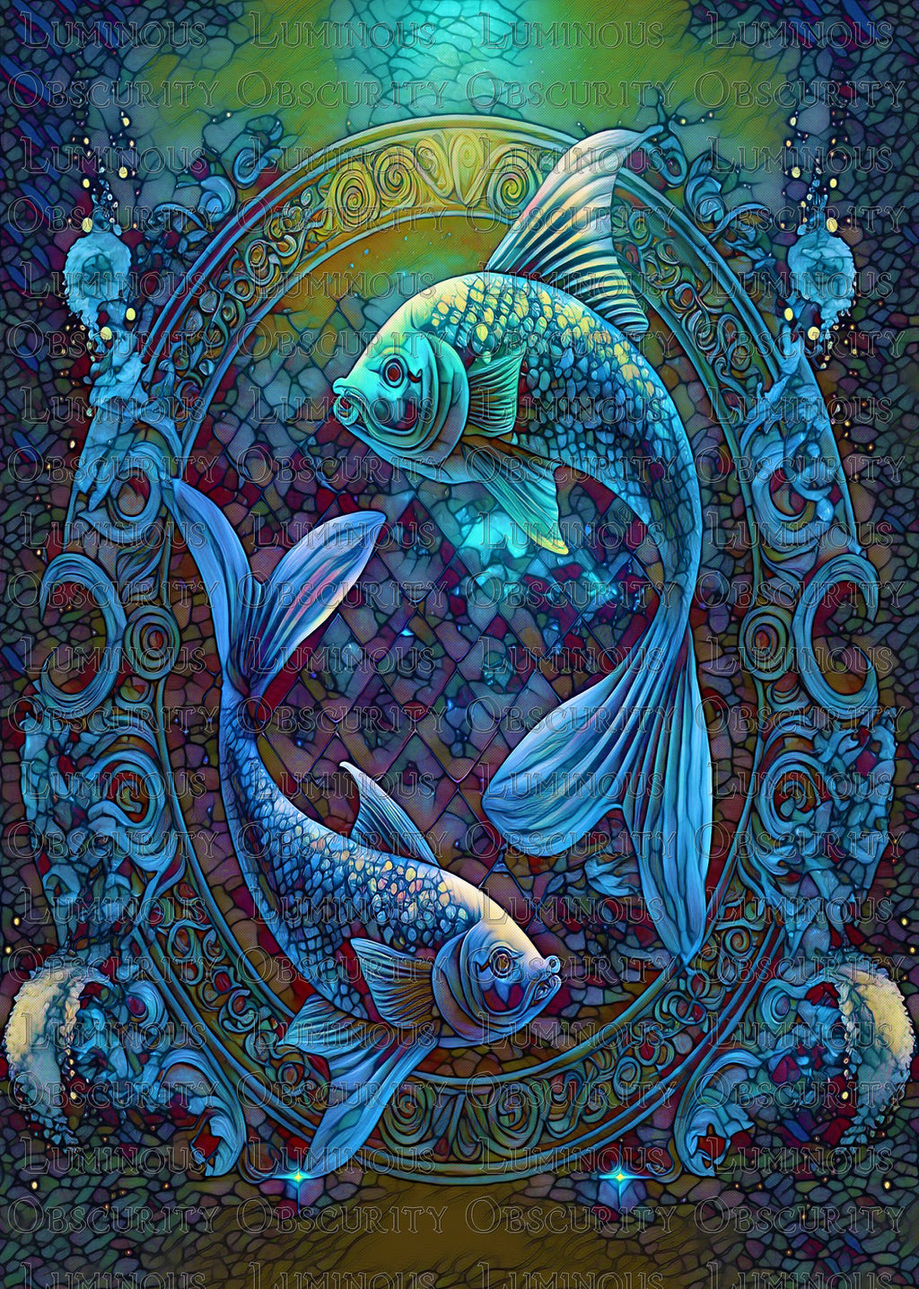 Pisces Zodiac Suncatcher | Handmade Stained Glass Style Astrological Art