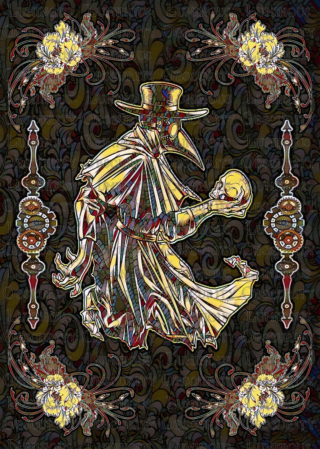 Plague Doctor Suncatcher | Handmade Stained Glass Style Dark Art