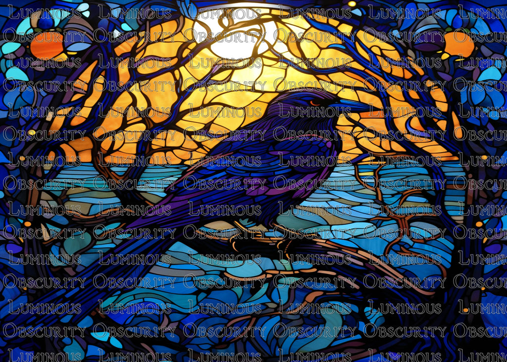 Raven Suncatcher | Handmade Stained Glass Style Gothic Art