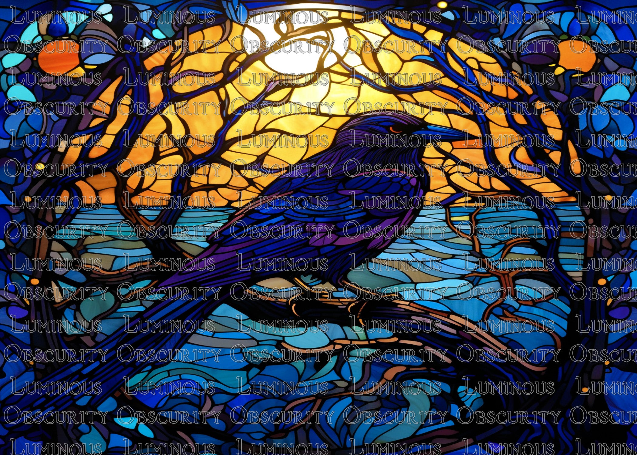 Raven Suncatcher | Handmade Stained Glass Style Gothic Art