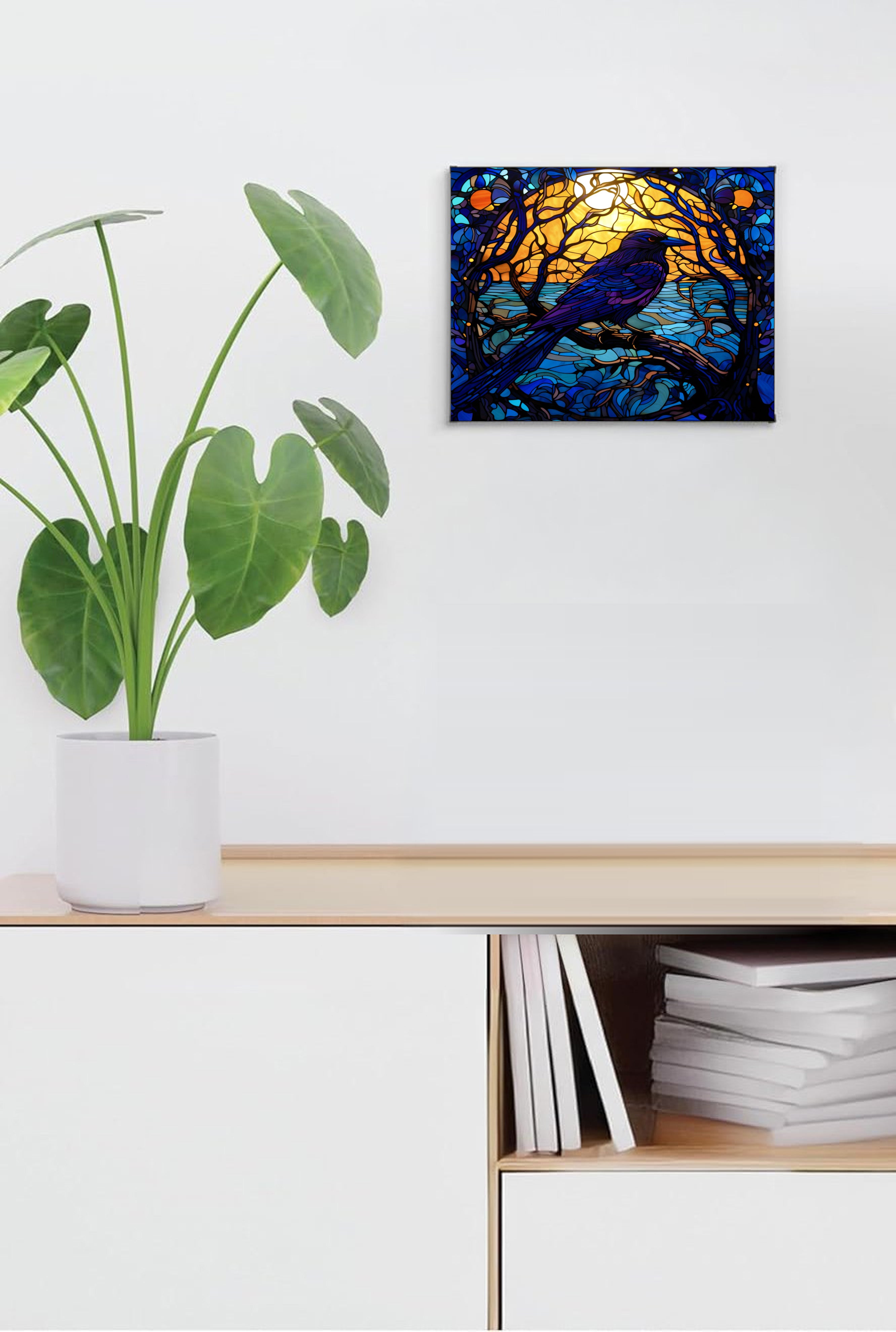 Raven Suncatcher | Handmade Stained Glass Style Gothic Art