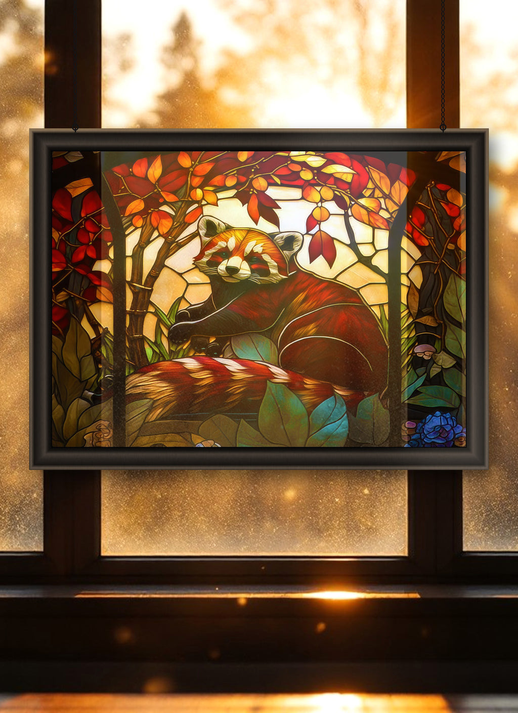 Red Panda Suncatcher | Handmade Stained Glass Style Window Art