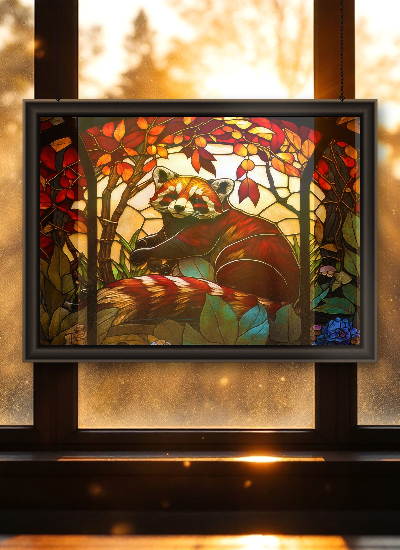 Red Panda Suncatcher | Handmade Stained Glass Style Window Art