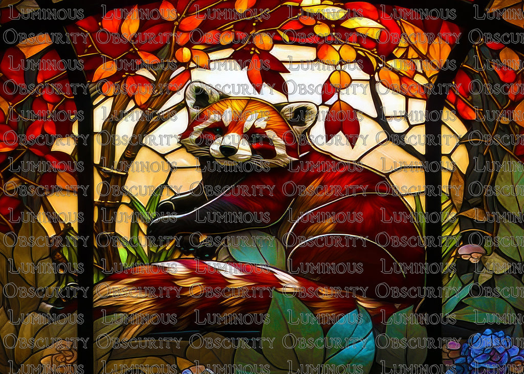 Red Panda Suncatcher | Handmade Stained Glass Style Window Art