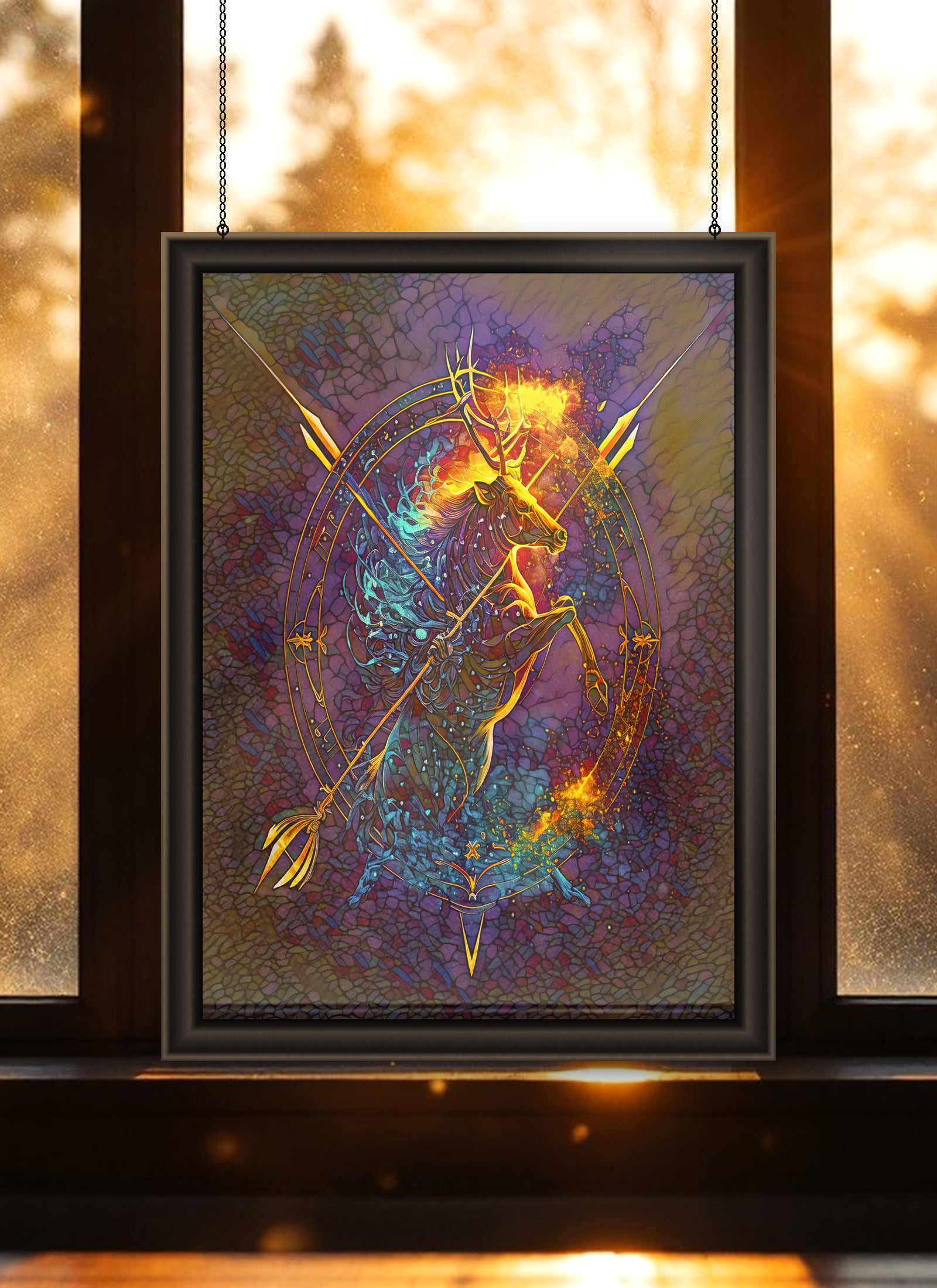 Sagittarius Zodiac Suncatcher | Handmade Stained Glass Style Astrological Art