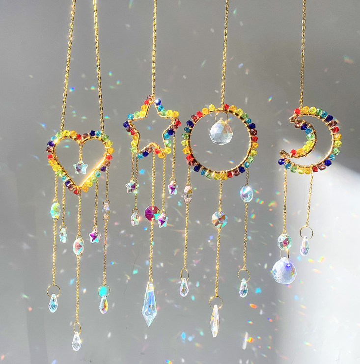 Rainbow Pride Suncatcher | Wire-Wrapped AB Crystal Window Hanging