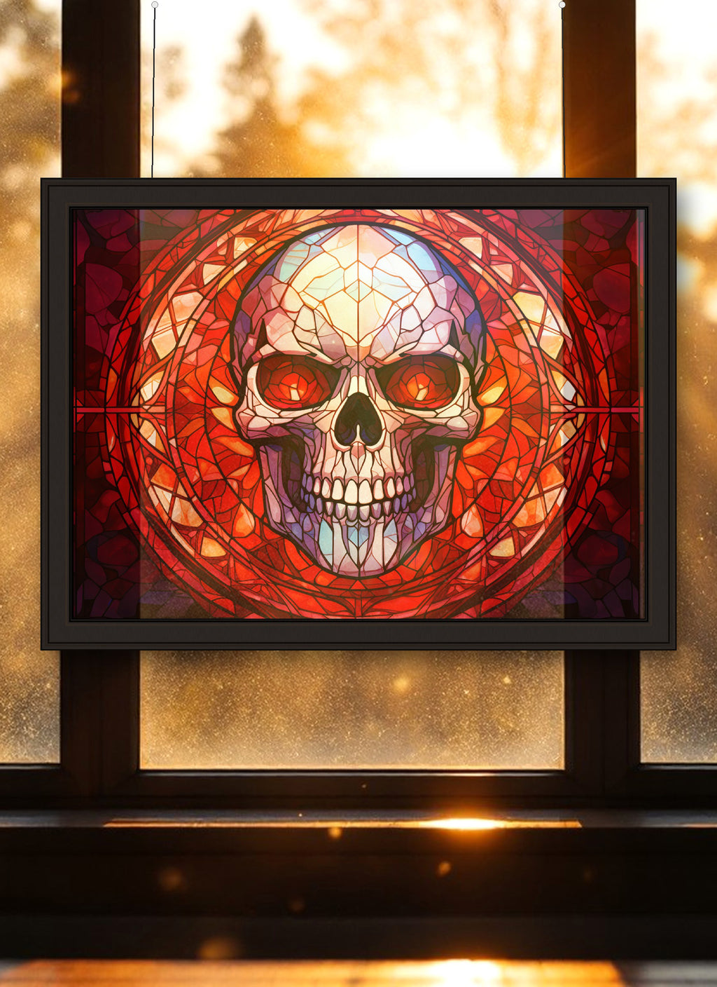 Skull Suncatcher | Handmade Stained Glass Style Gothic Art