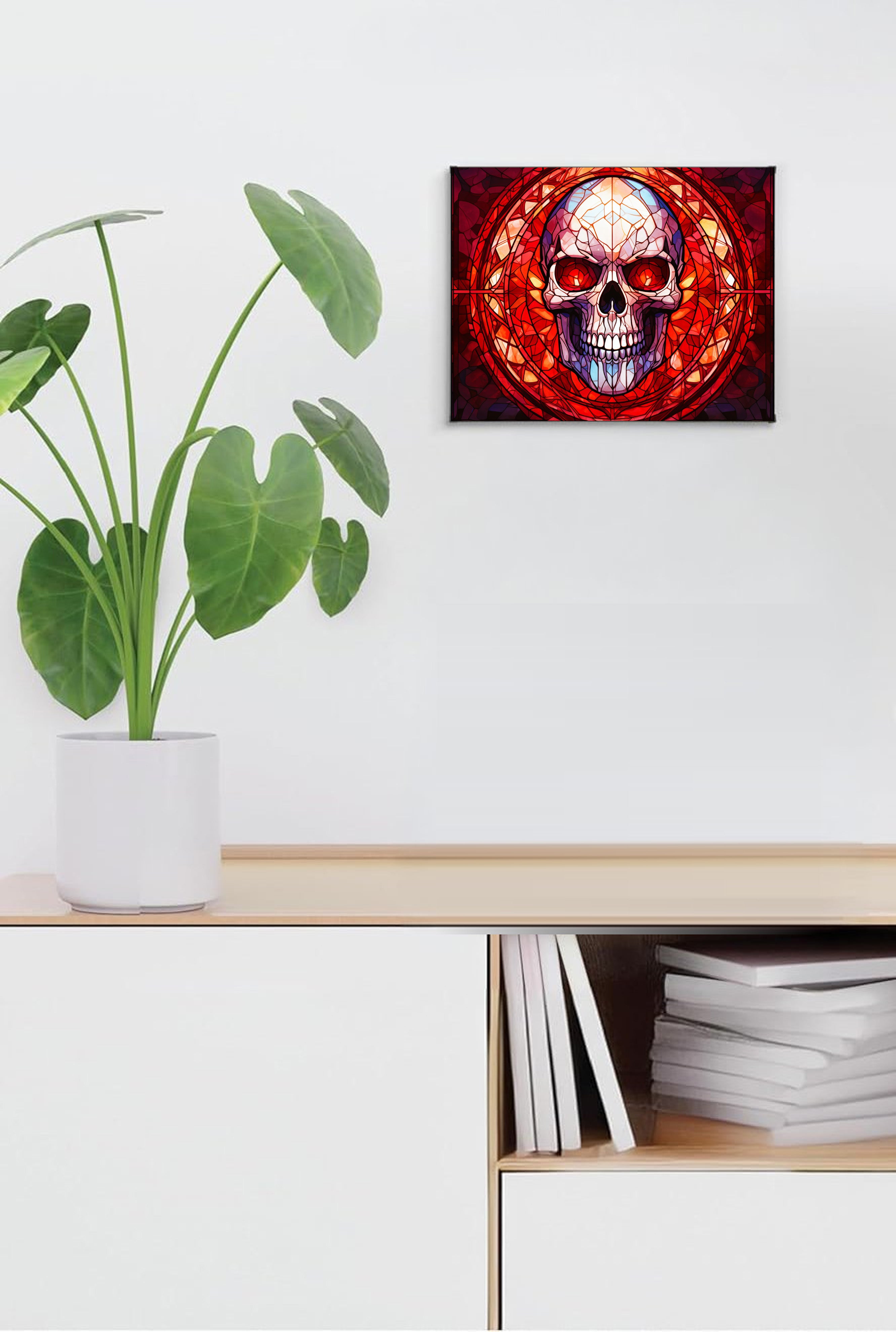 Skull Suncatcher | Handmade Stained Glass Style Gothic Art
