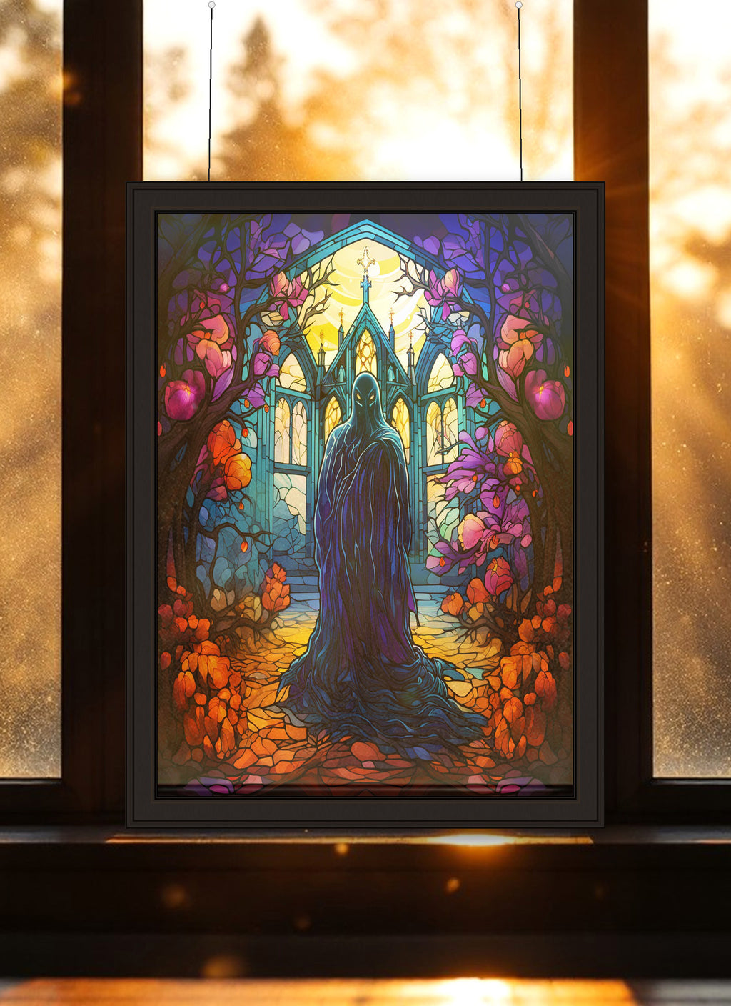 Spectral Entity Suncatcher | Handmade Stained Glass Style Dark Art