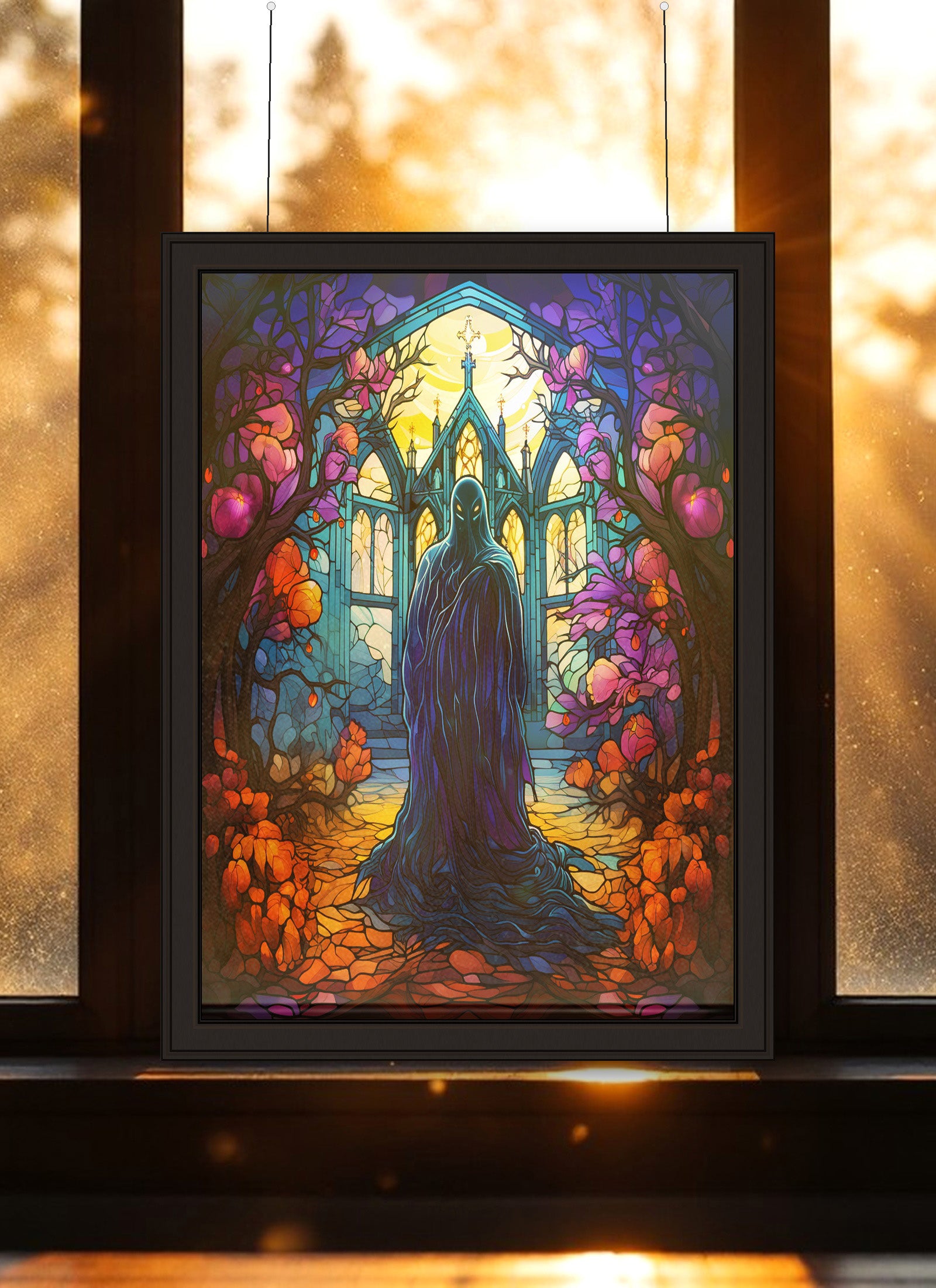 Spectral Entity Suncatcher | Handmade Stained Glass Style Dark Art