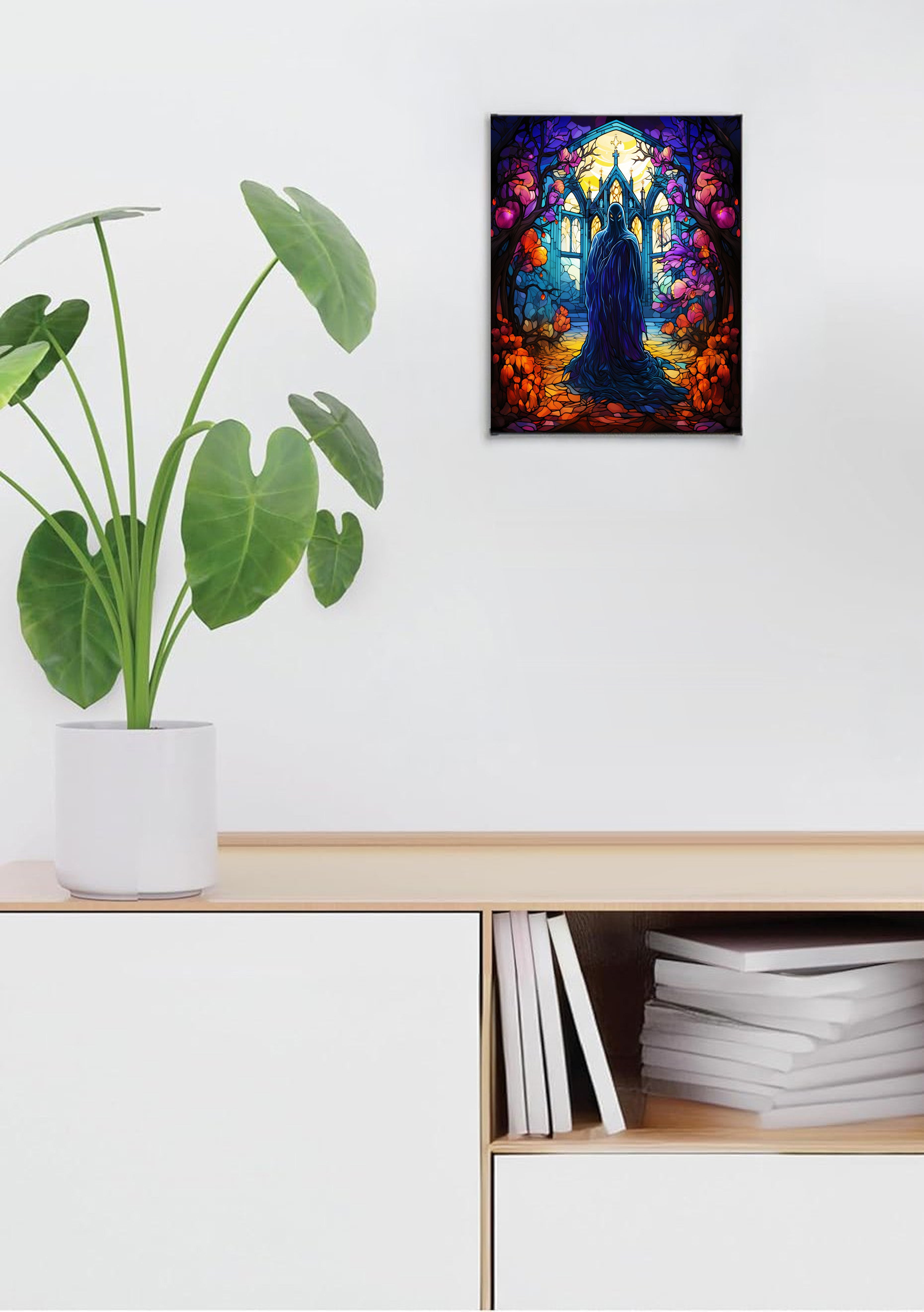 Spectral Entity Suncatcher | Handmade Stained Glass Style Dark Art
