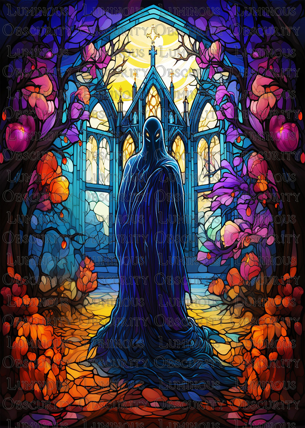 Spectral Entity Suncatcher | Handmade Stained Glass Style Dark Art