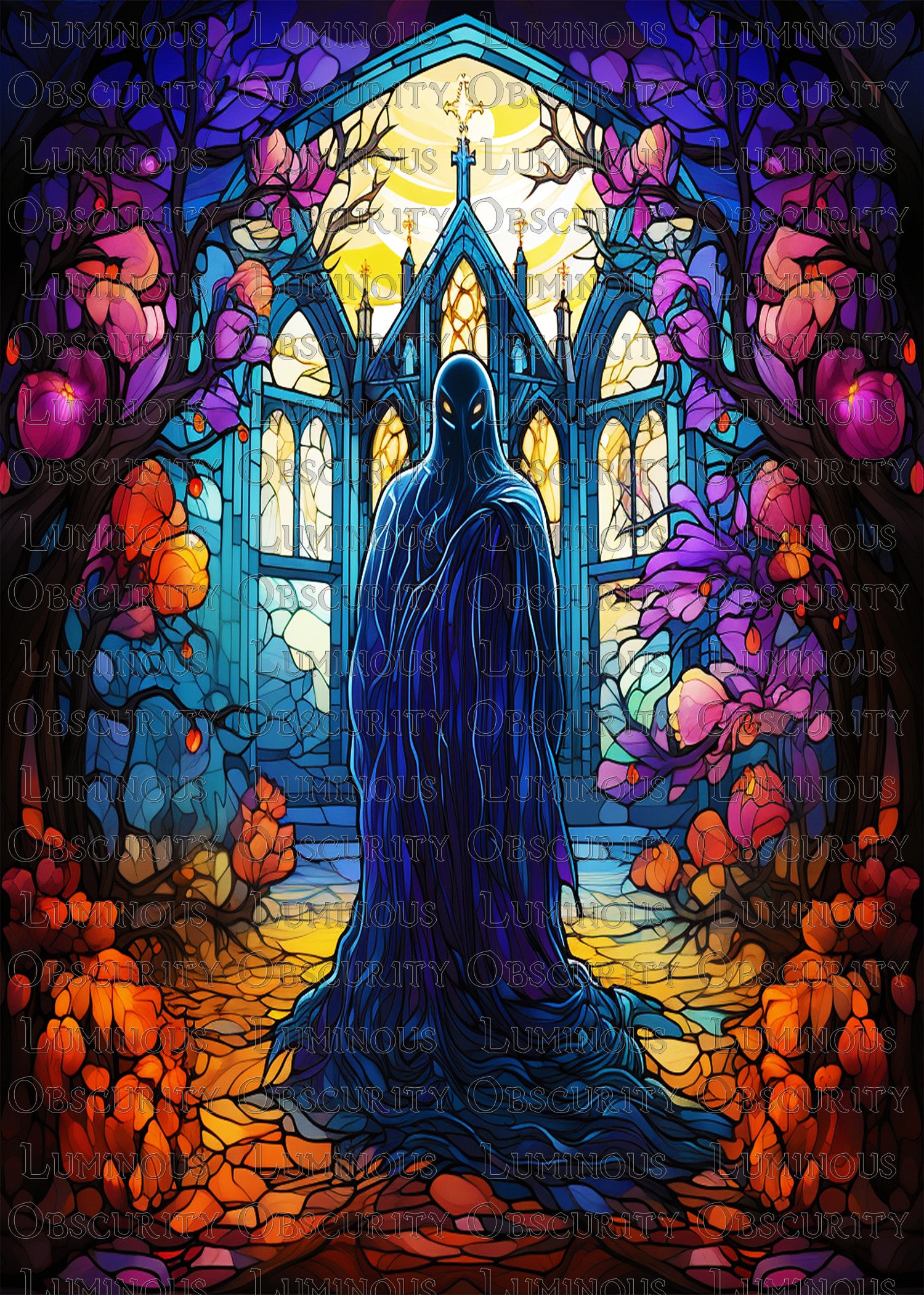 Spectral Entity Suncatcher | Handmade Stained Glass Style Dark Art
