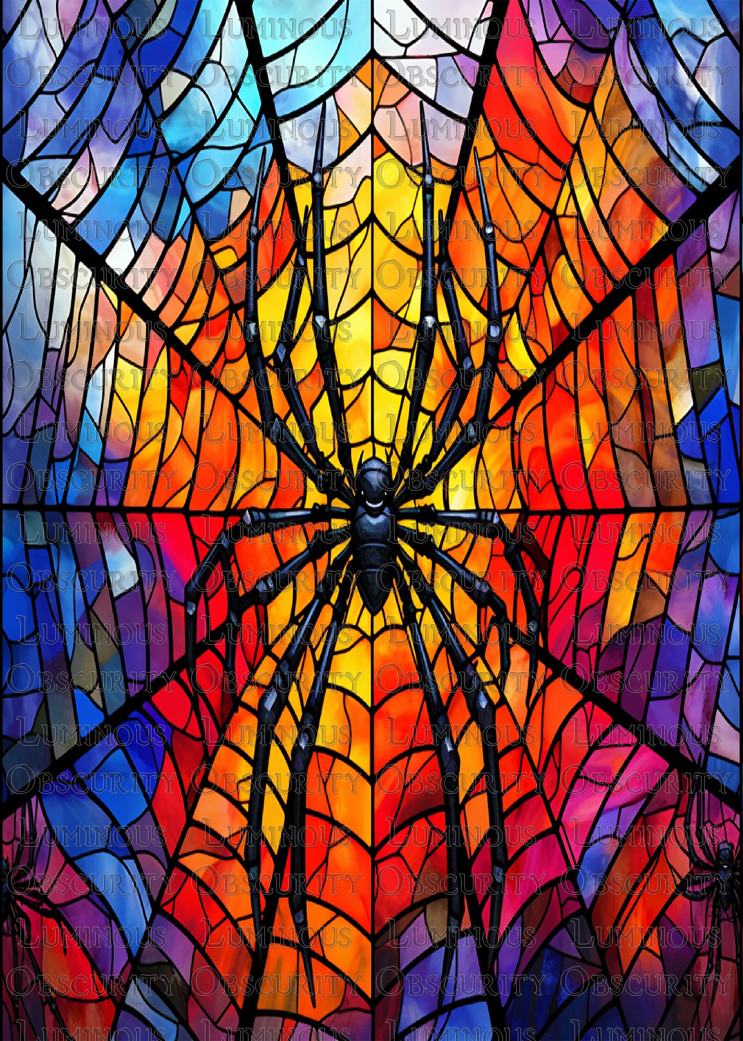 Spider Suncatcher | Handmade Stained Glass Style Gothic Art