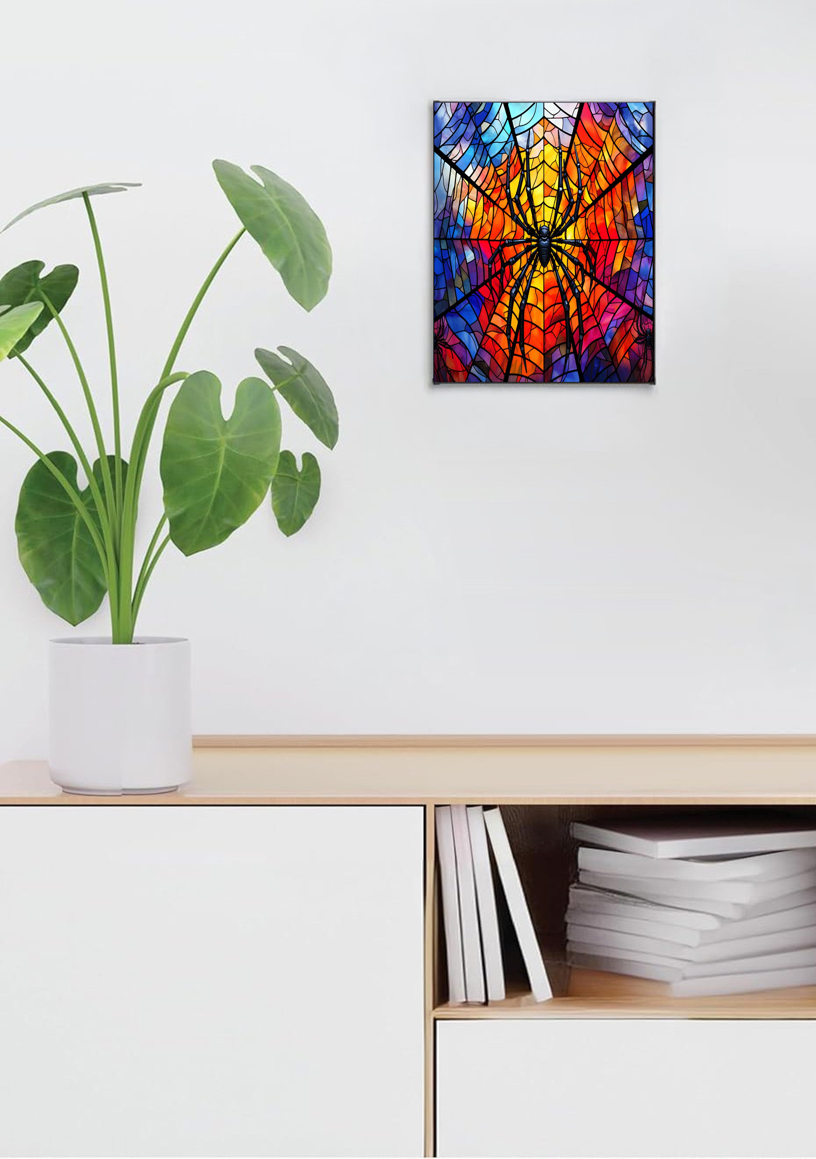 Spider Suncatcher | Handmade Stained Glass Style Gothic Art