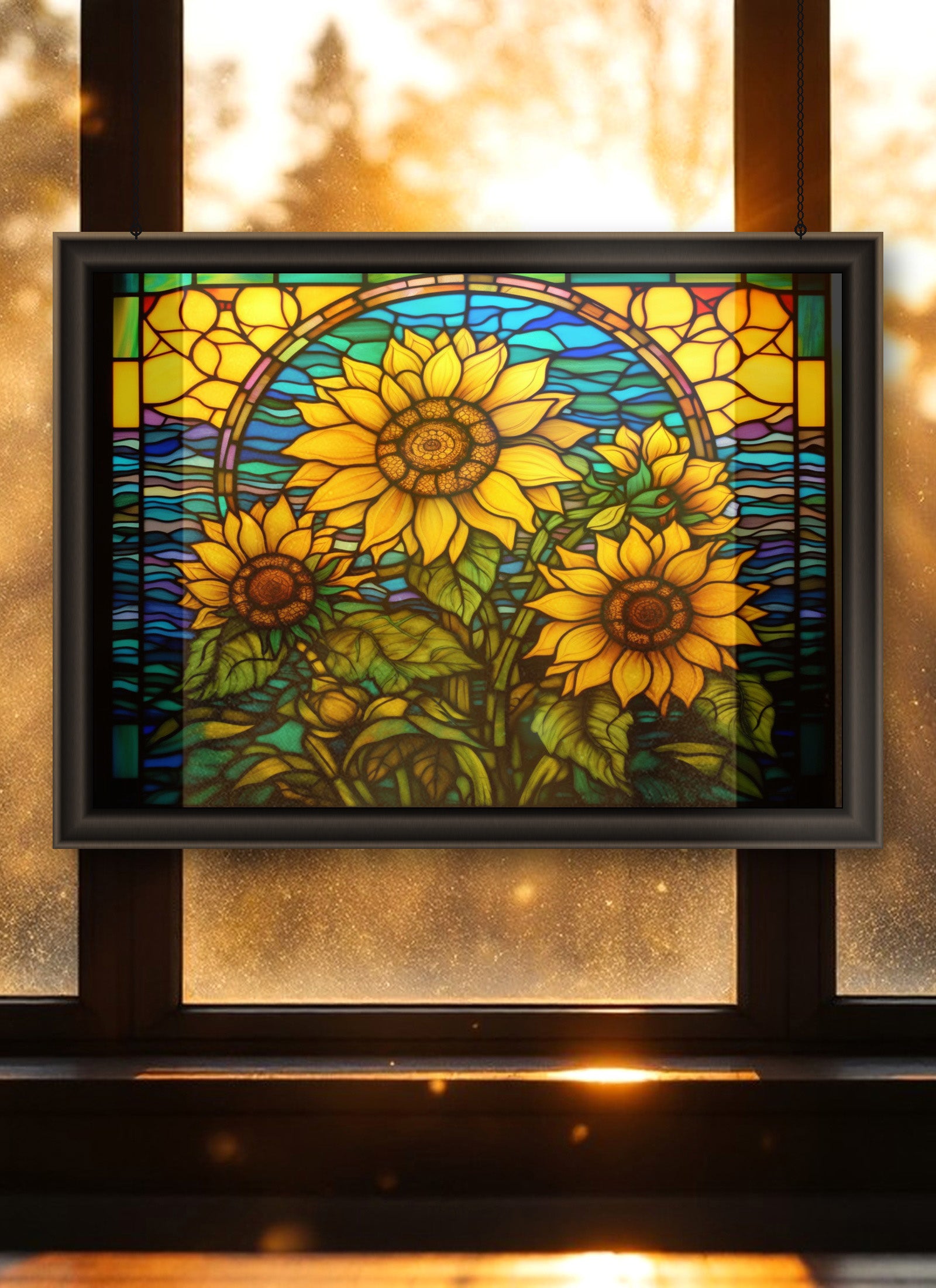 Sunflower Suncatcher | Handmade Stained Glass Style Floral Art