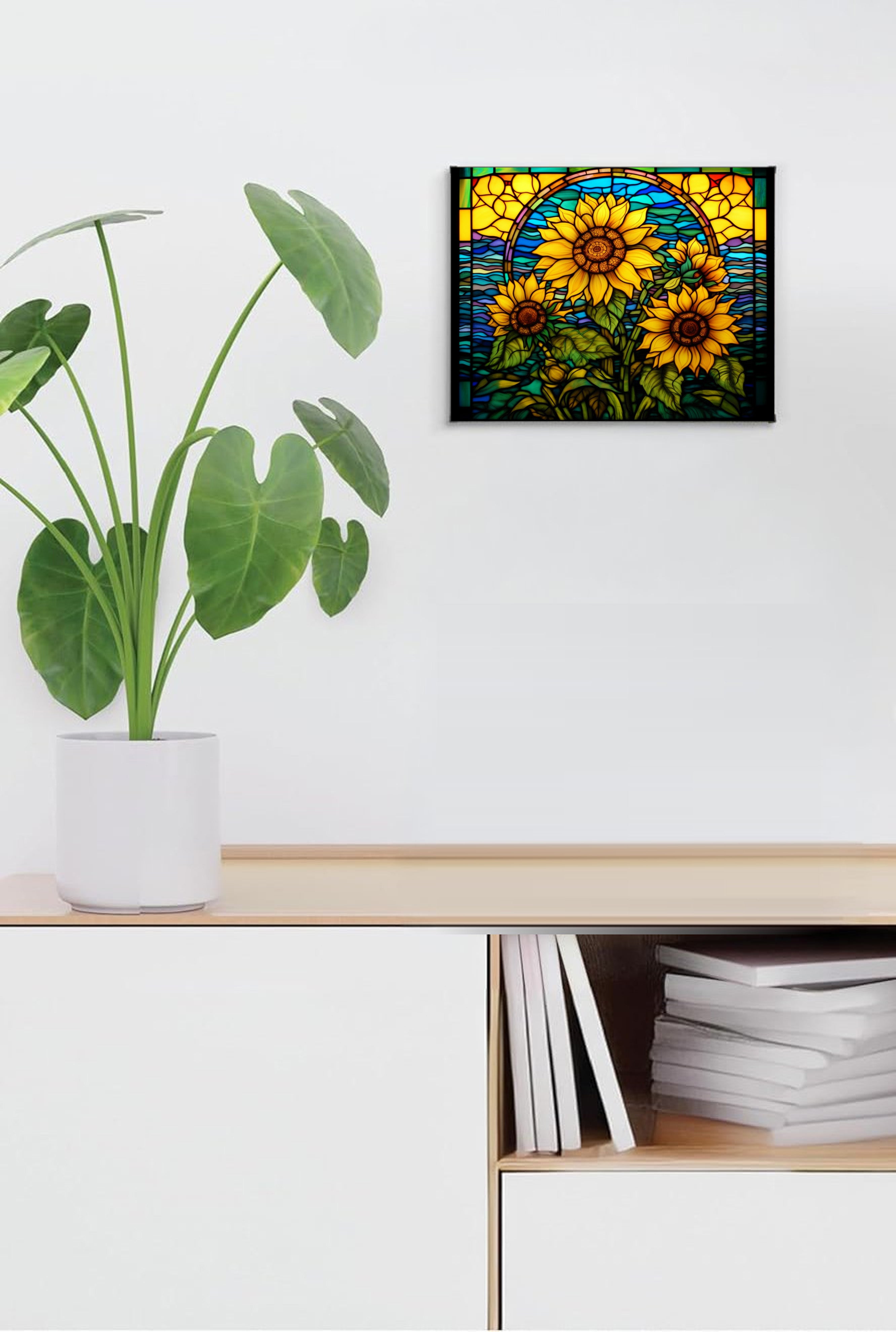 Sunflower Suncatcher | Handmade Stained Glass Style Floral Art