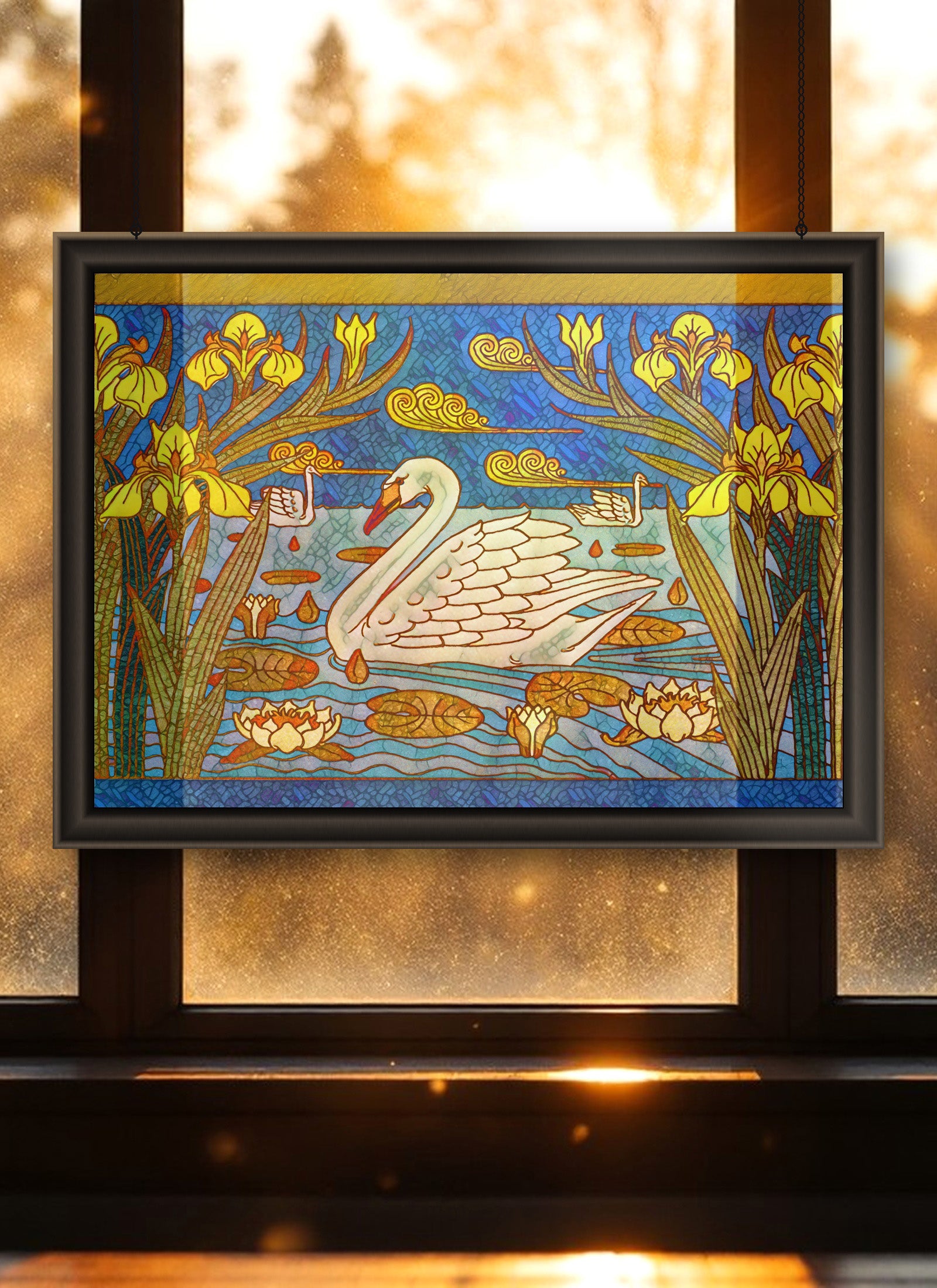 Swan Suncatcher | Handmade Stained Glass Style Window Art