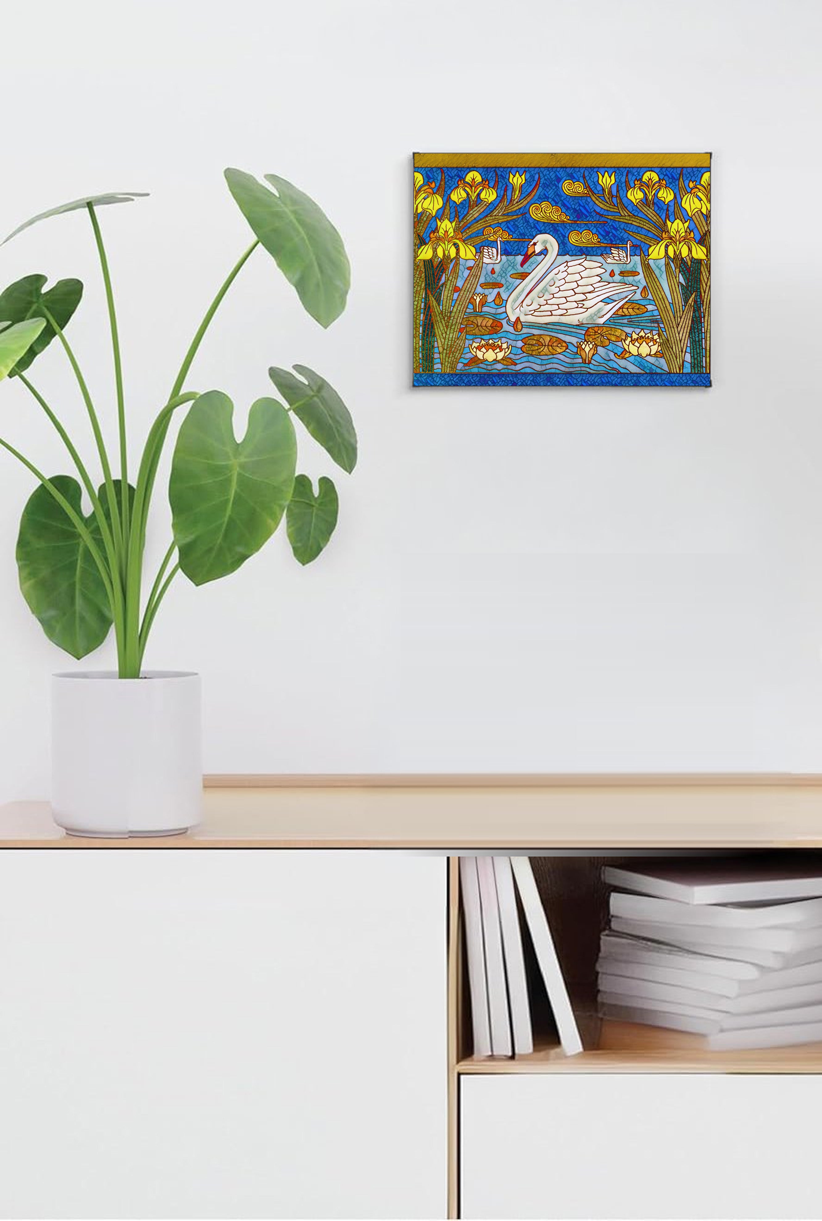 Swan Suncatcher | Handmade Stained Glass Style Window Art