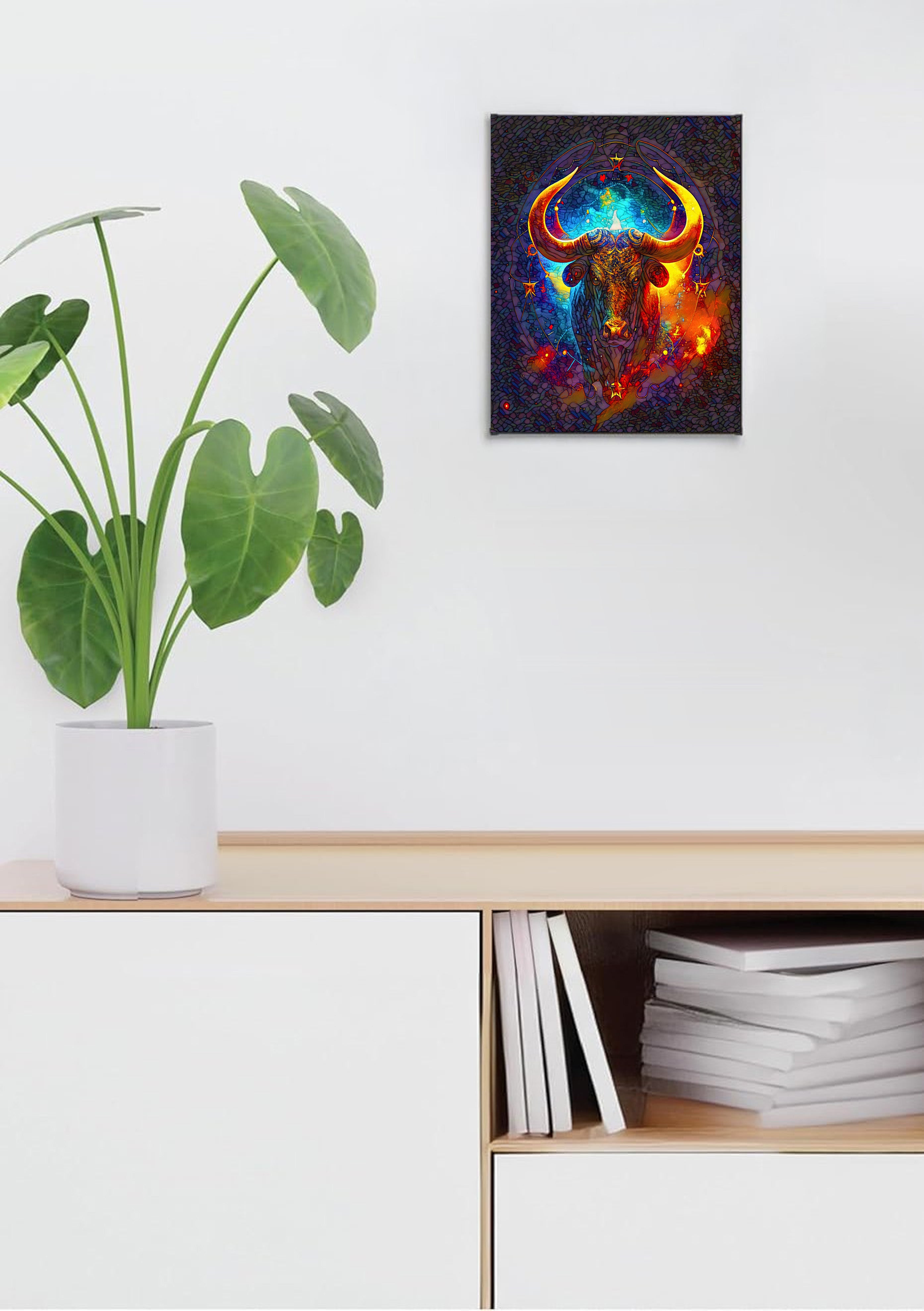 Taurus Zodiac Suncatcher | Handmade Stained Glass Style Astrological Art