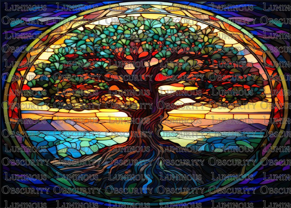 Tree of Life Suncatcher | Handmade Stained Glass Style Spiritual Art