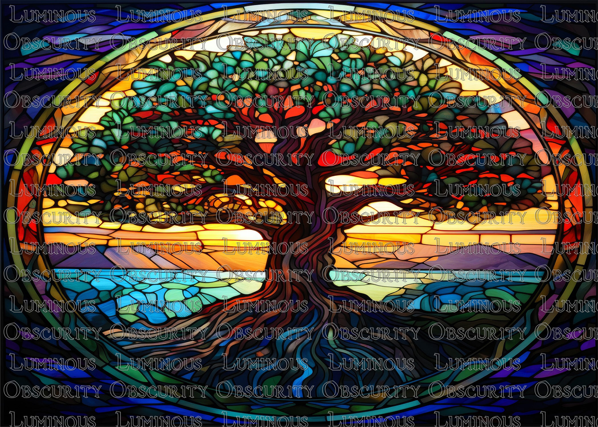 Tree of Life Suncatcher | Handmade Stained Glass Style Spiritual Art