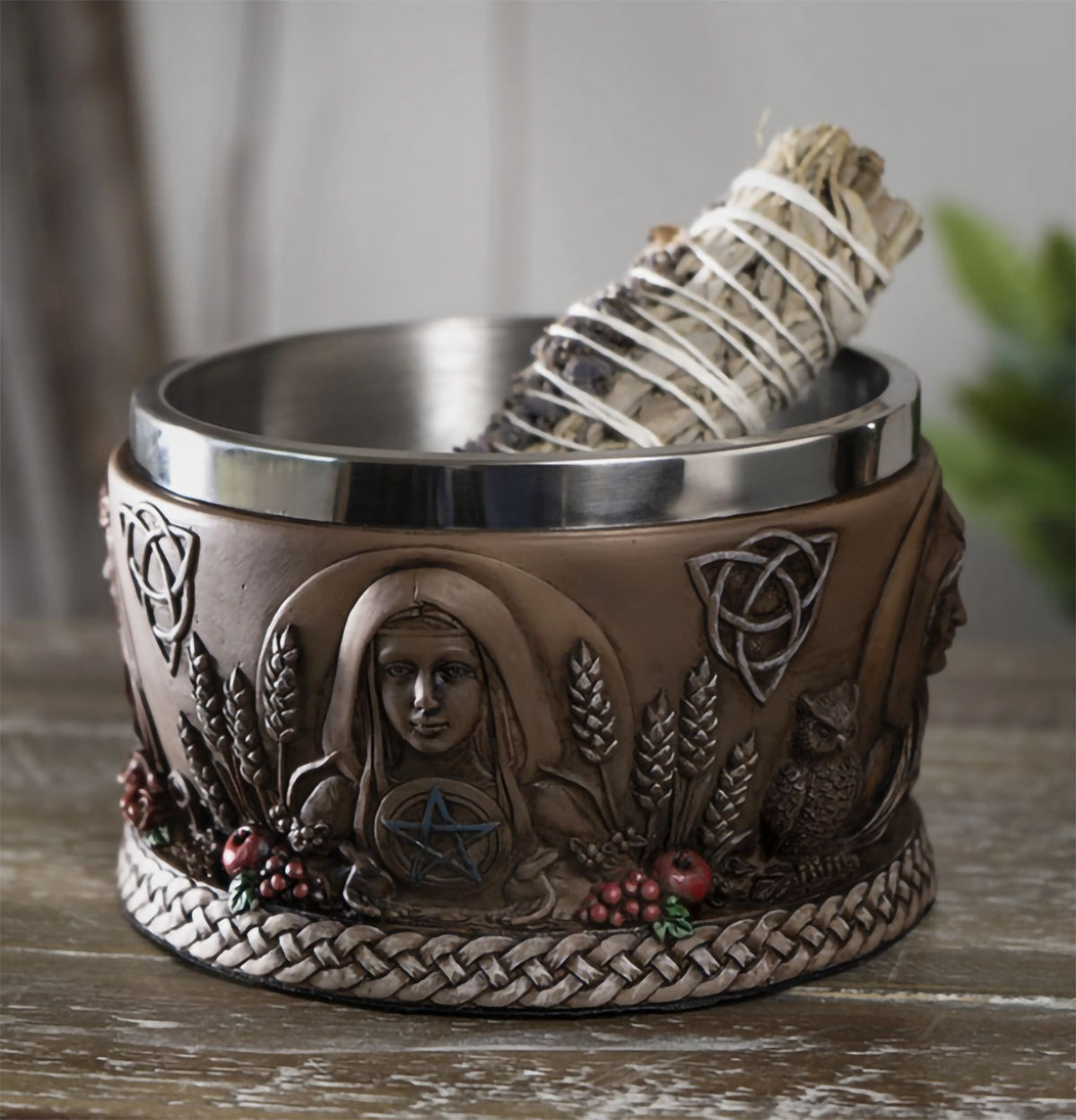 Triple Goddess Ritual Bowl | Cold Cast Resin | Spiritual Altar Decor