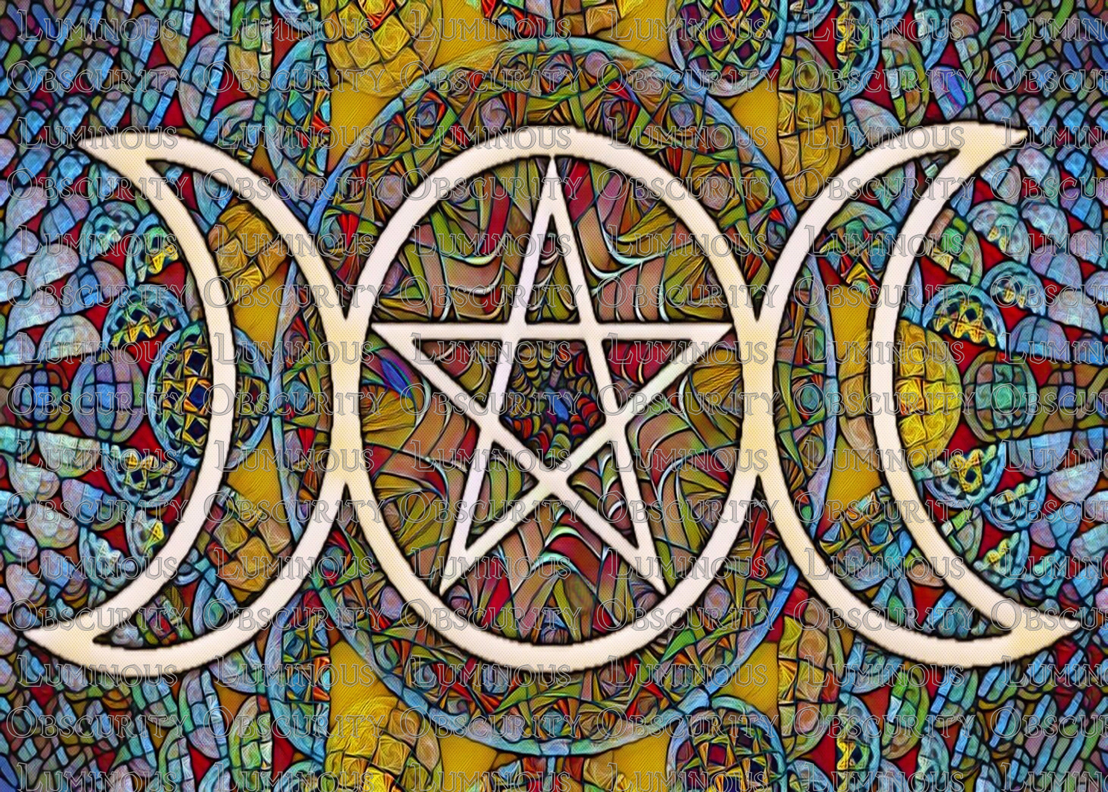 Triple Moon Suncatcher | Handmade Stained Glass Style Spiritual Art
