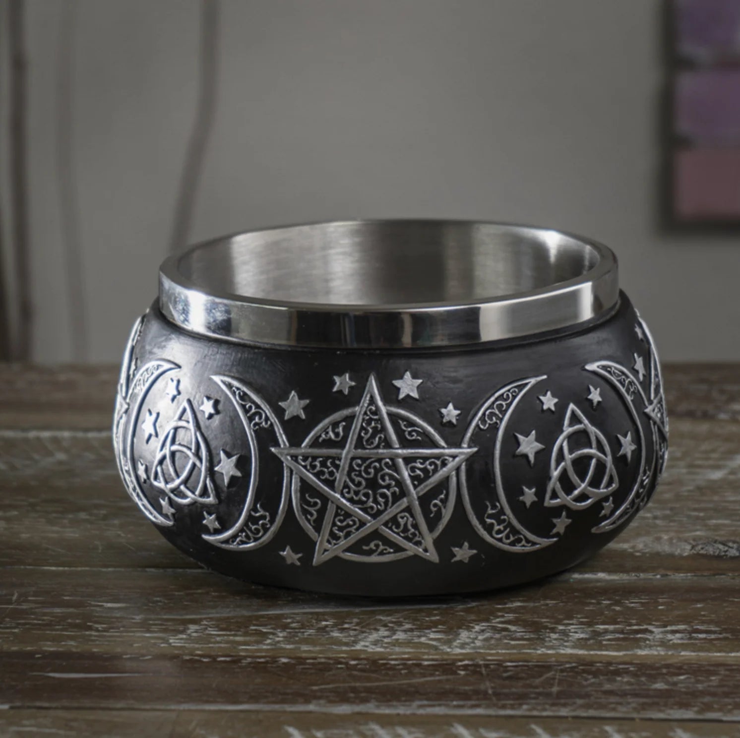 Triple Moon Ritual Bowl | Cold Cast Resin | Spiritual Altar Decor