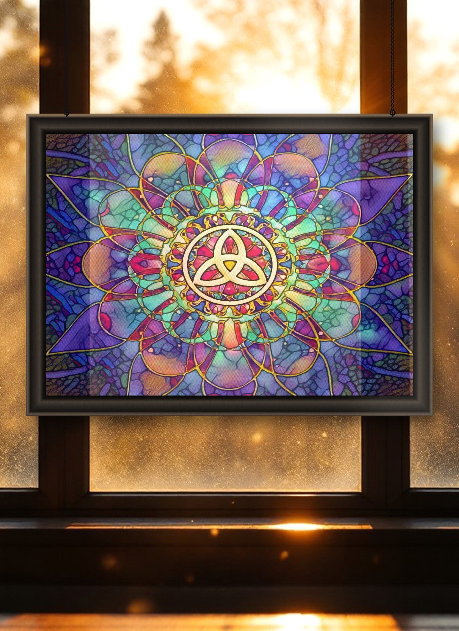 Triquetra Suncatcher | Handmade Stained Glass Style Celtic Art