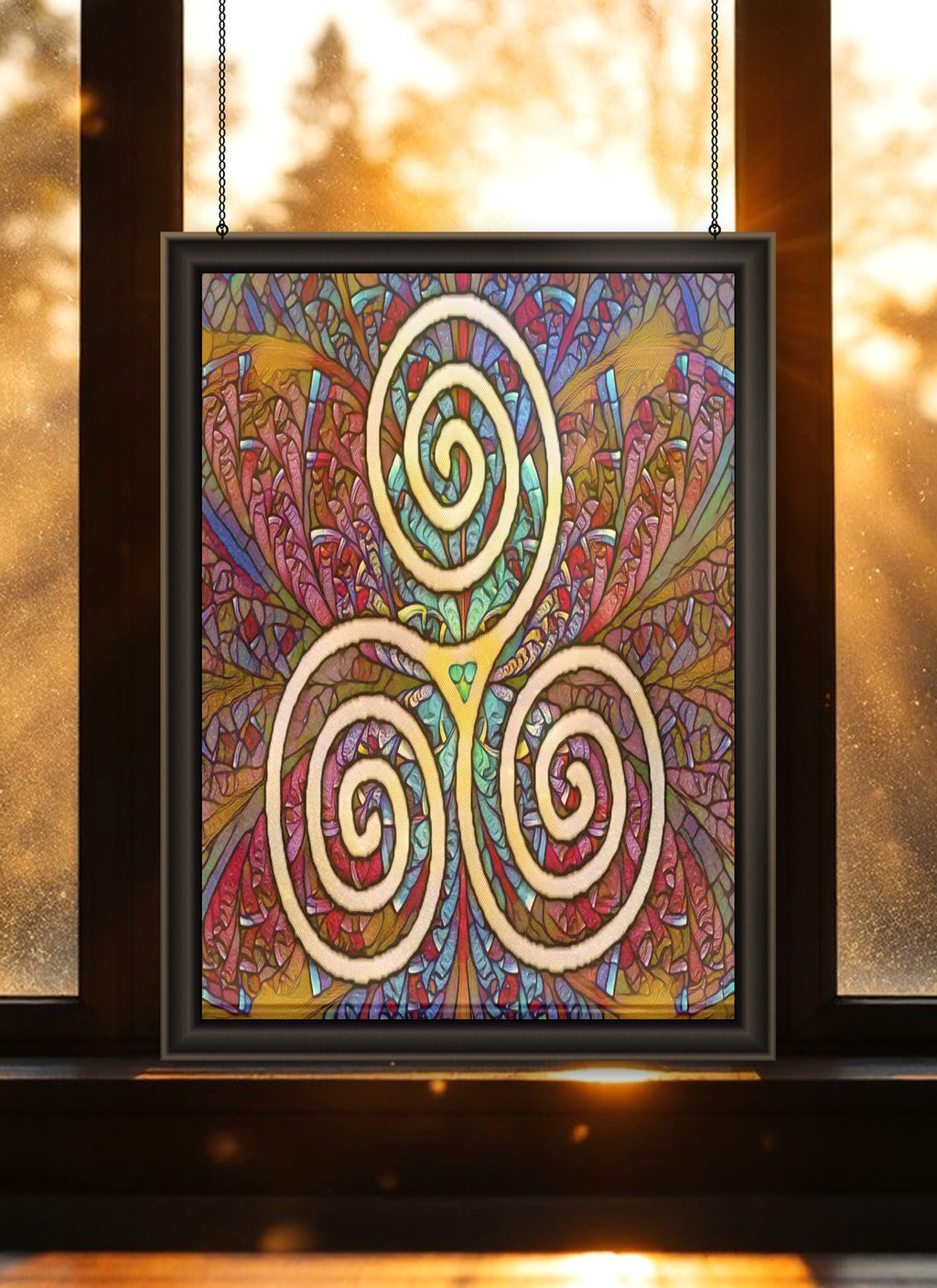 Triskelion Suncatcher | Handmade Stained Glass Style Celtic Art