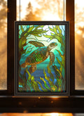 Turtle Suncatcher | Handmade Stained Glass Style Window Art