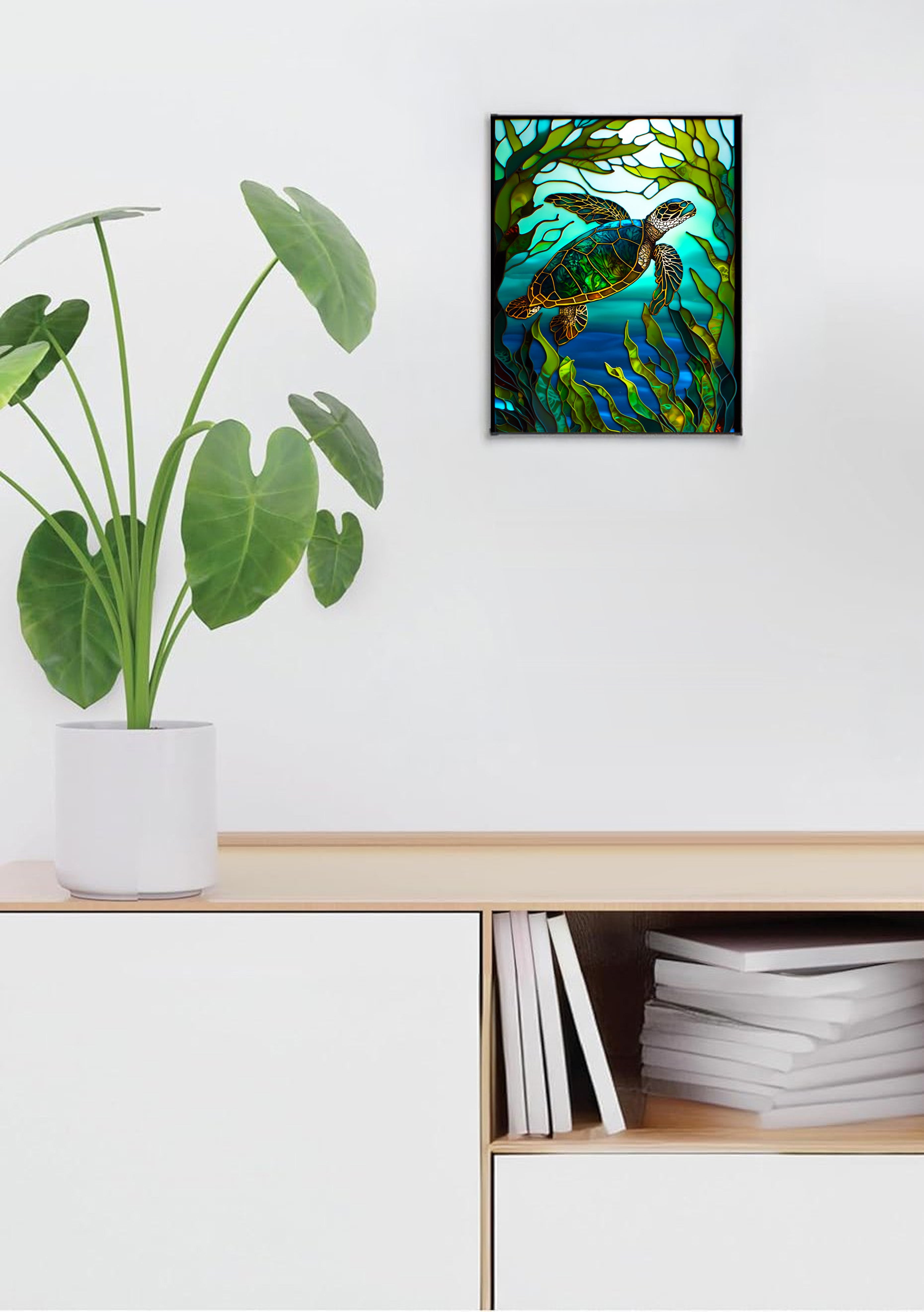 Turtle Suncatcher | Handmade Stained Glass Style Window Art