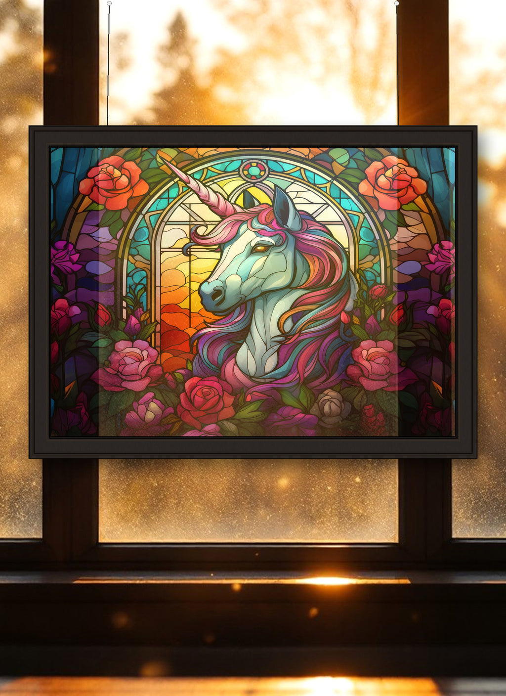 Unicorn Suncatcher | Handmade Stained Glass Style Fantasy Art