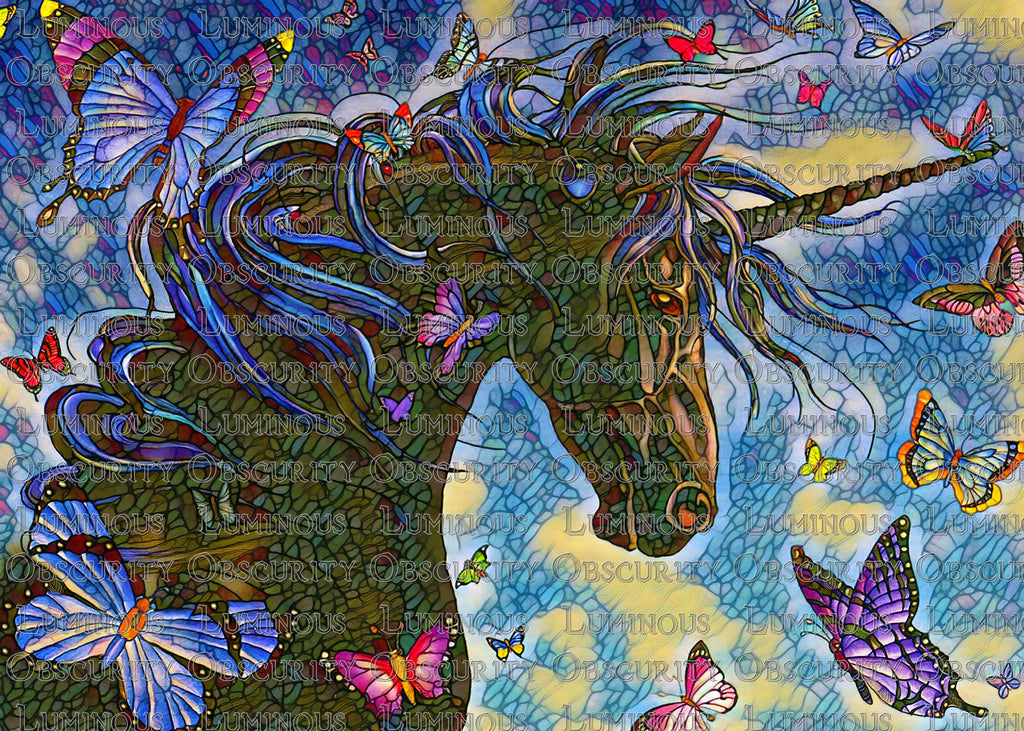 Black Unicorn Suncatcher | Handmade Stained Glass Style Fantasy Art