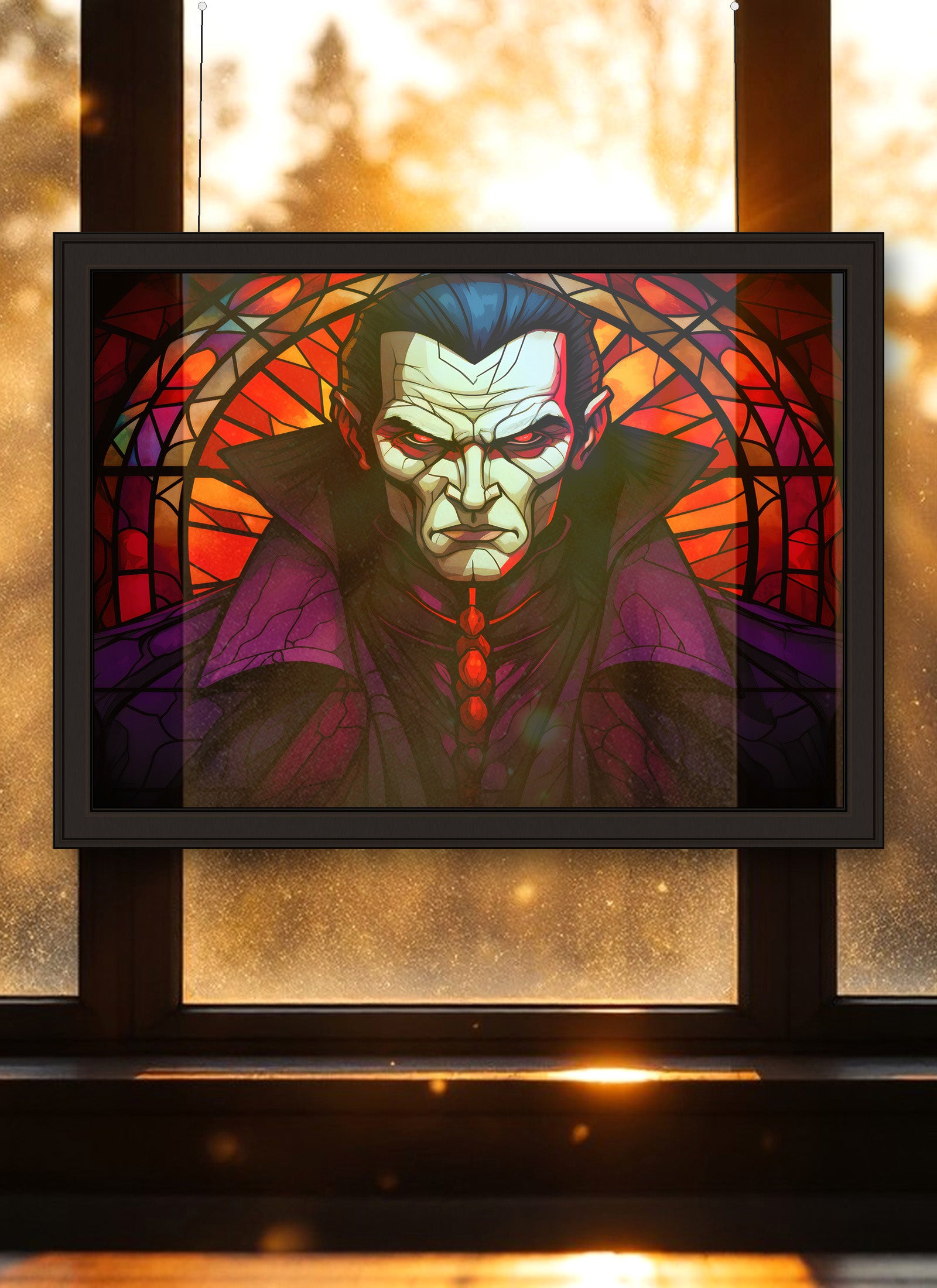 Vampire Suncatcher | Handmade Stained Glass Style Horror Art