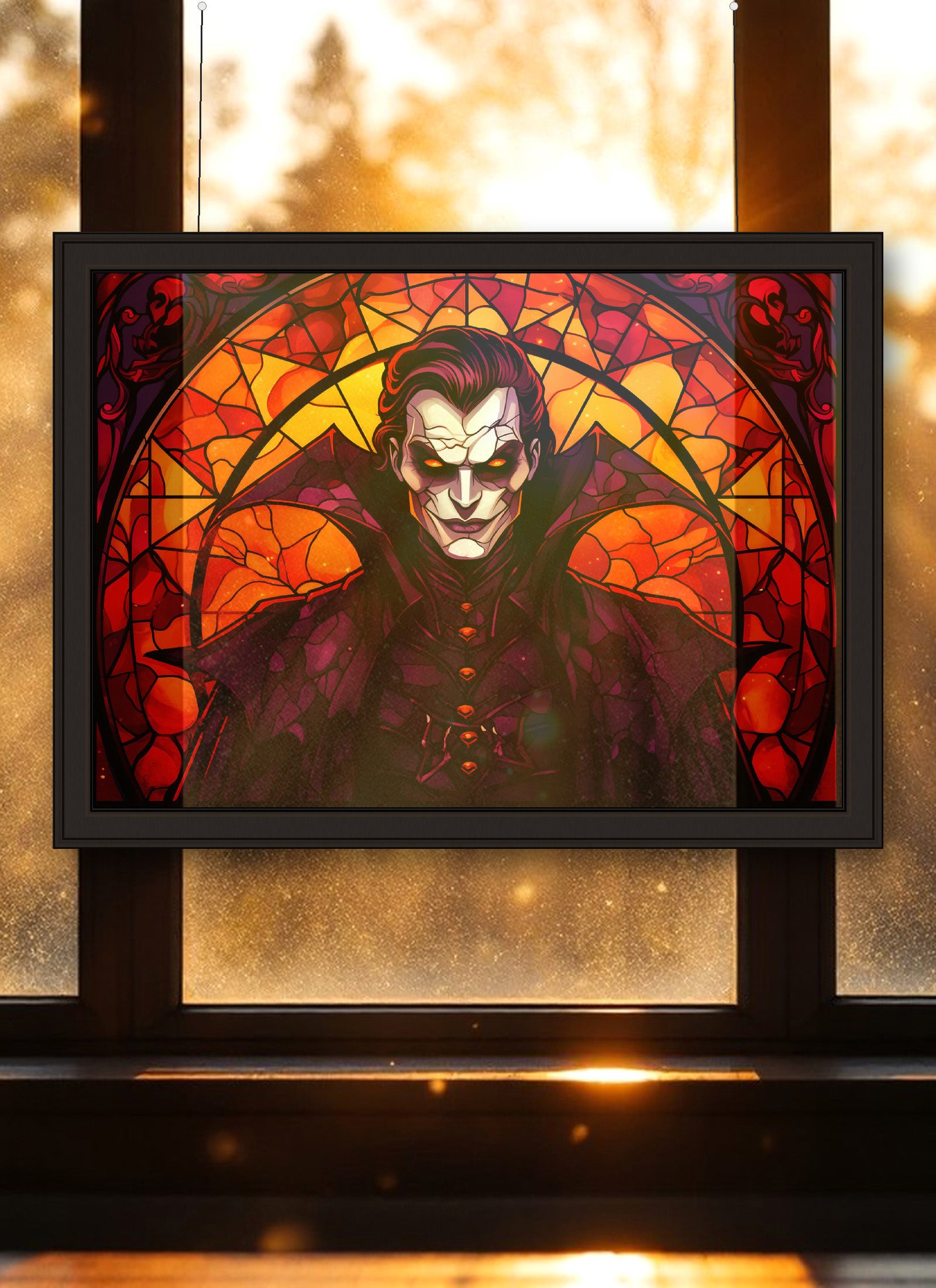 Caped Vampire Lord Suncatcher | Handmade Stained Glass Style Horror Art
