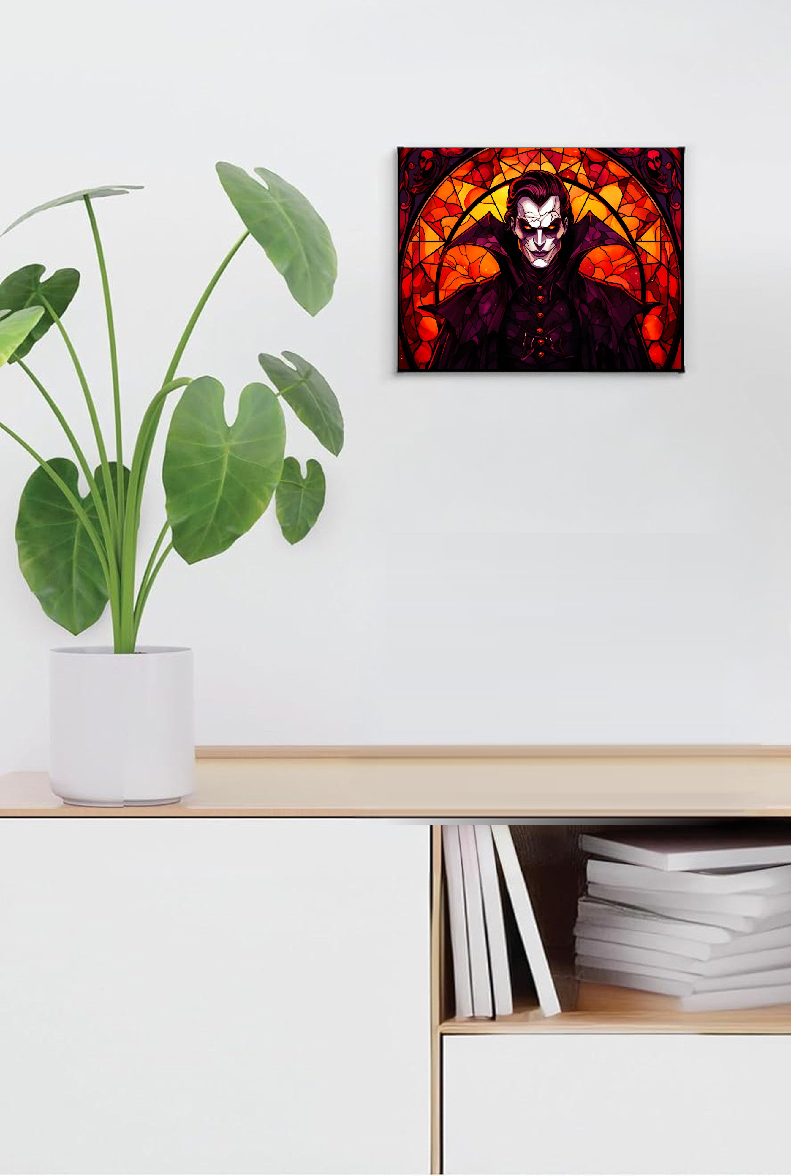 Caped Vampire Lord Suncatcher | Handmade Stained Glass Style Horror Art