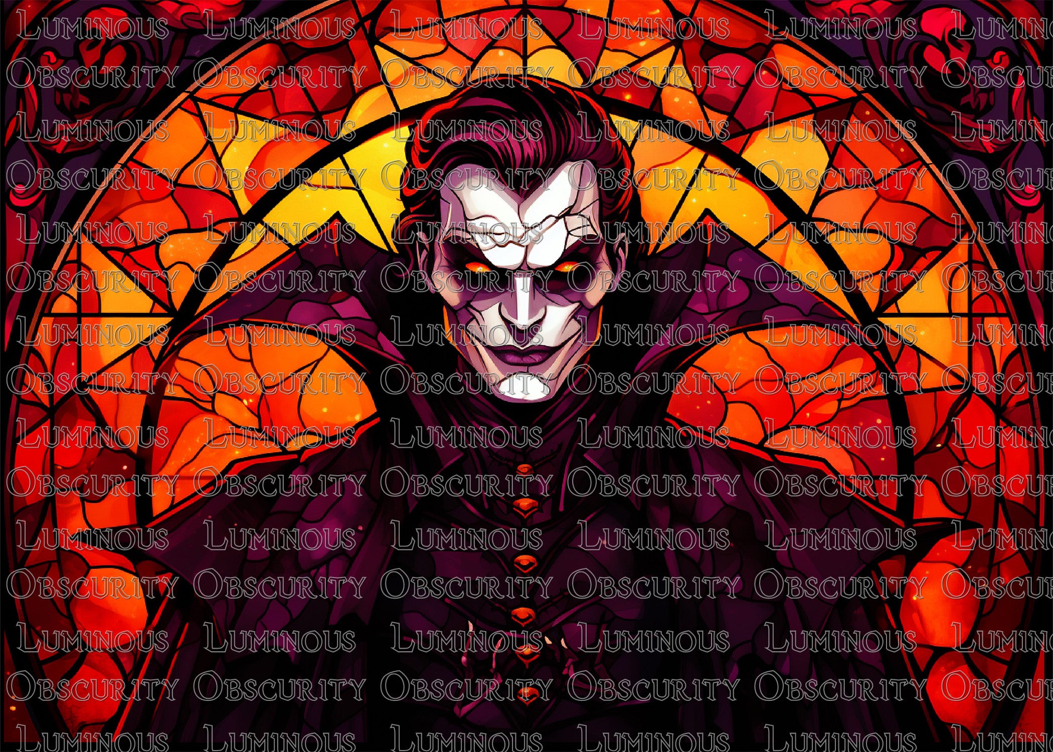 Caped Vampire Lord Suncatcher | Handmade Stained Glass Style Horror Art
