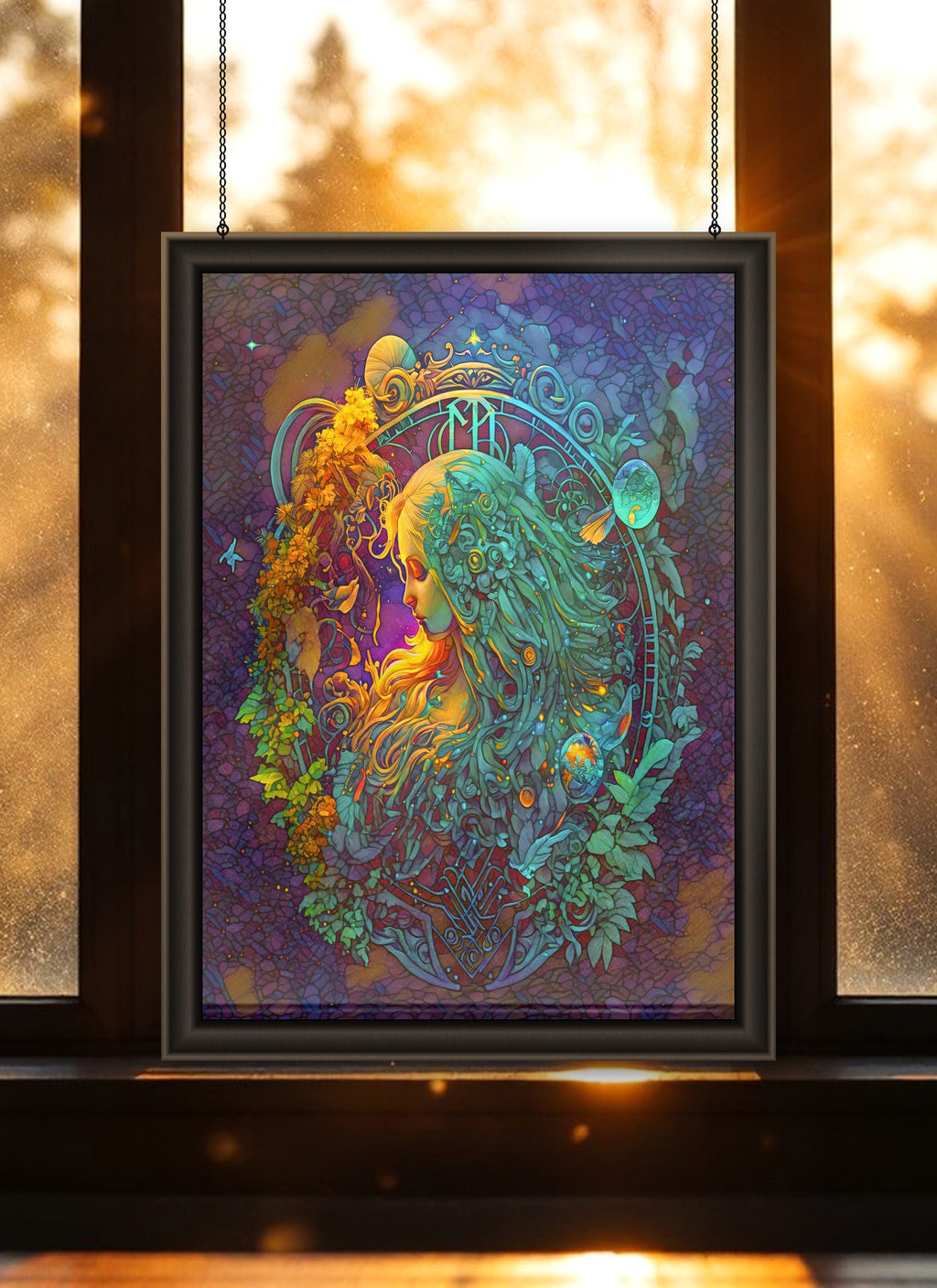 Virgo Zodiac Suncatcher | Handmade Stained Glass Style Astrological Art