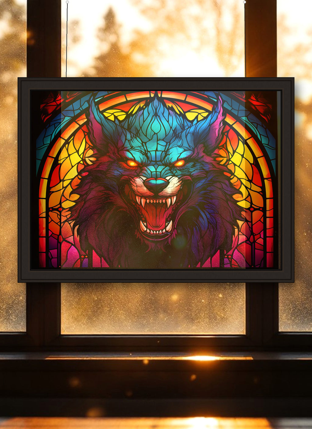 Werewolf Suncatcher | Handmade Stained Glass Style Horror Art