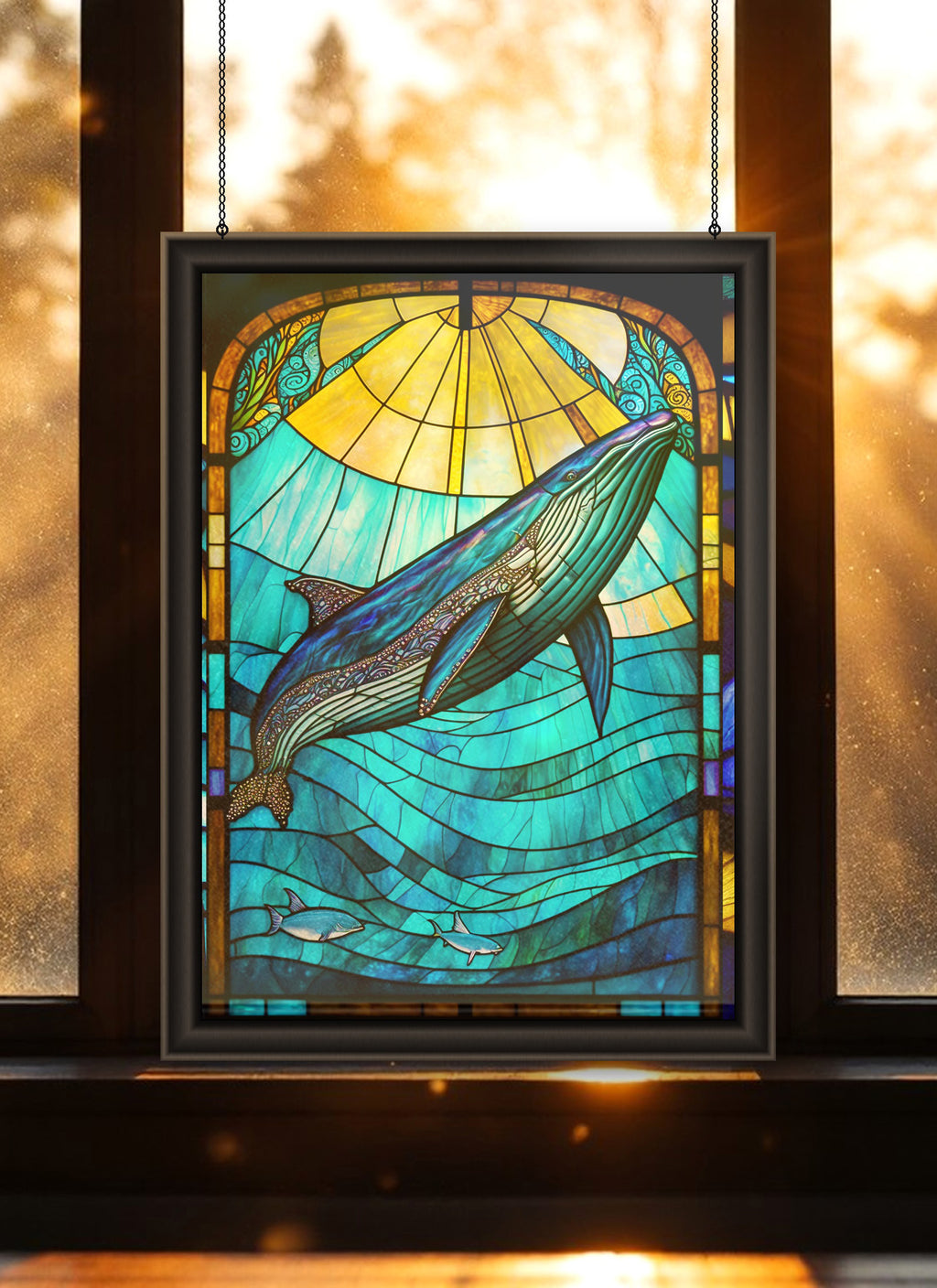 Whale Suncatcher | Handmade Stained Glass Style Ocean Art
