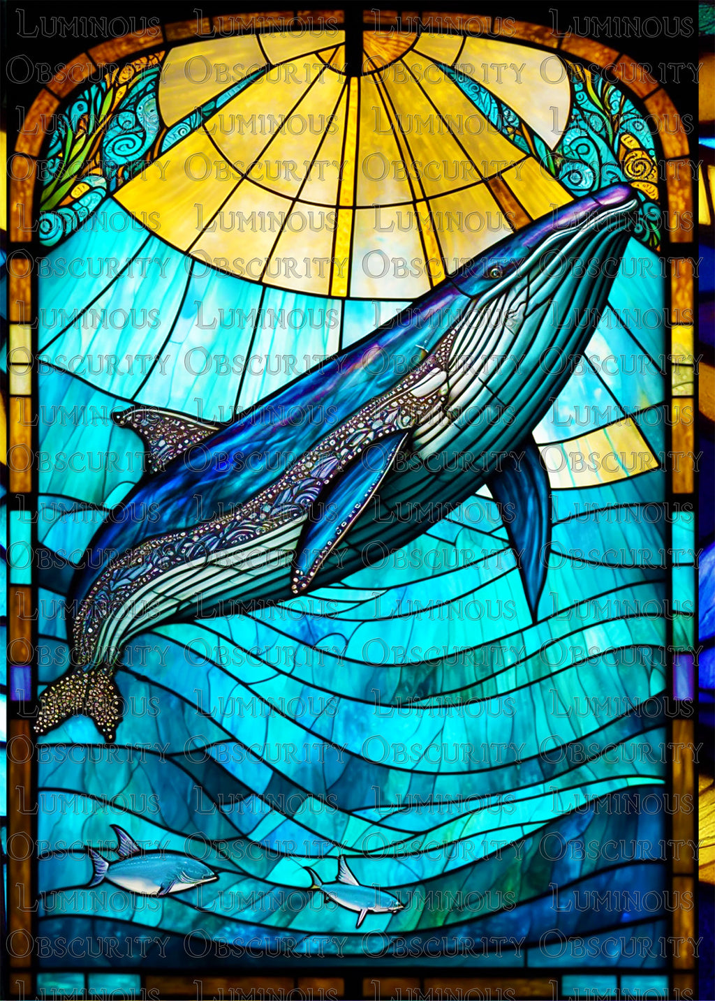 Whale Suncatcher | Handmade Stained Glass Style Ocean Art